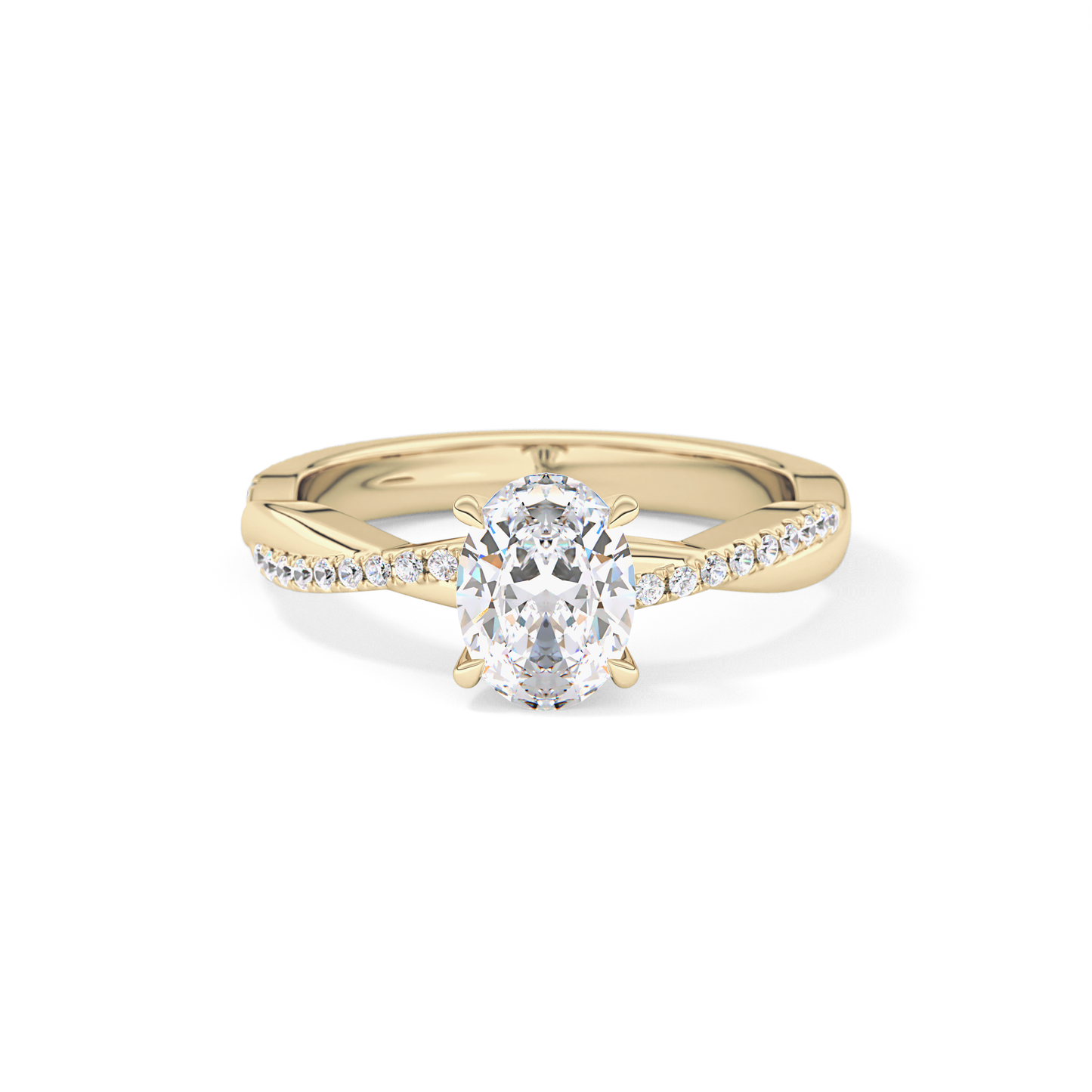 Oval Criss Cross Pave Lab Grown Diamond Engagement Ring