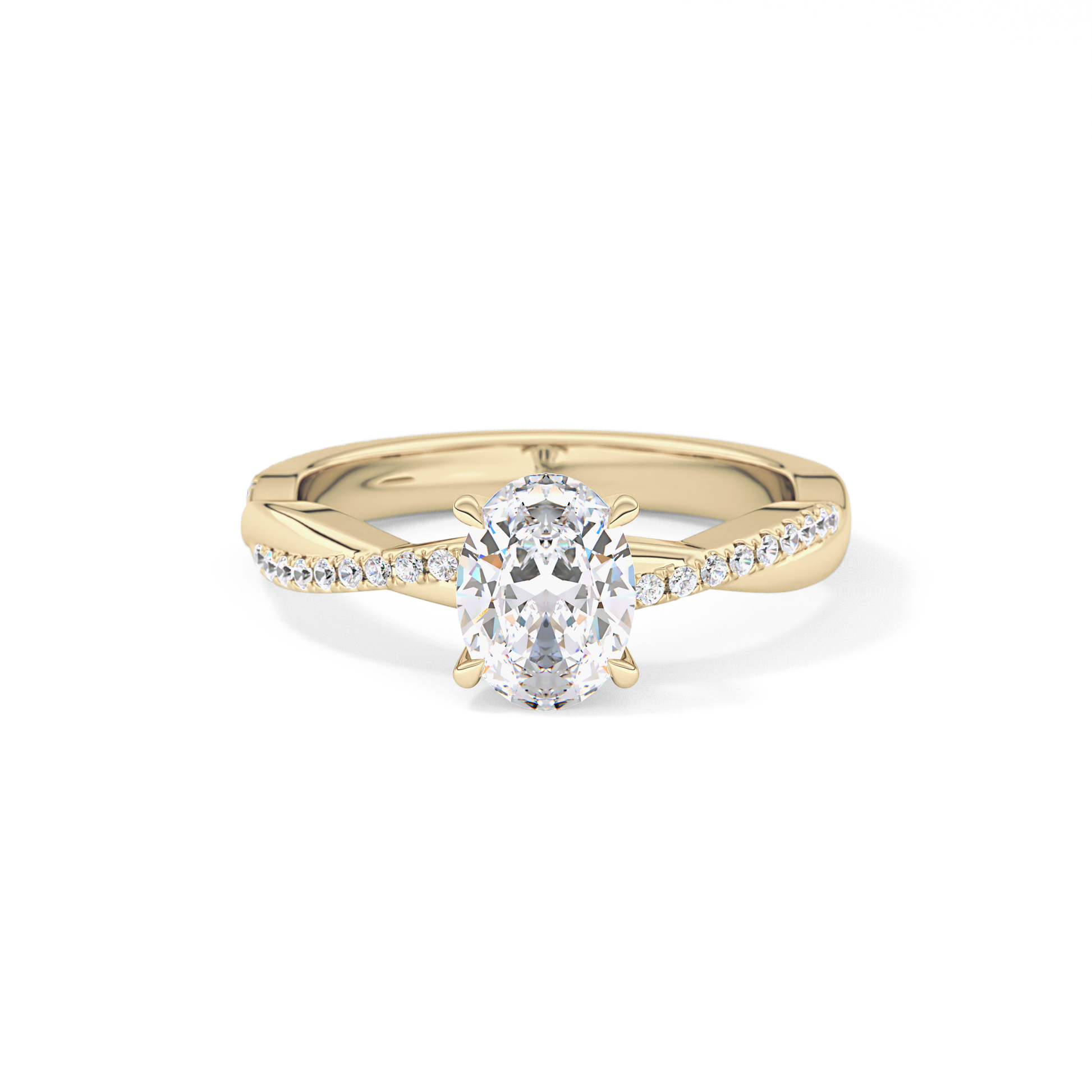 Oval Criss Cross Pave Lab Grown Diamond Engagement Ring