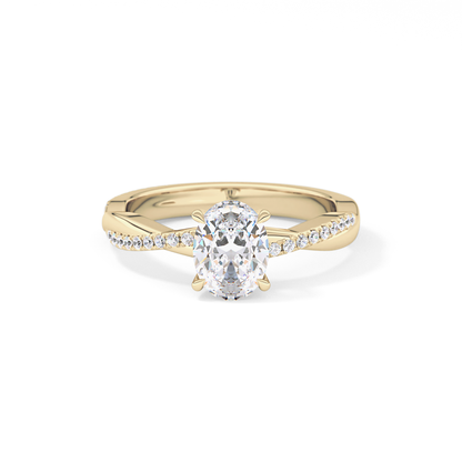 Oval Criss Cross Pave Lab Grown Diamond Engagement Ring
