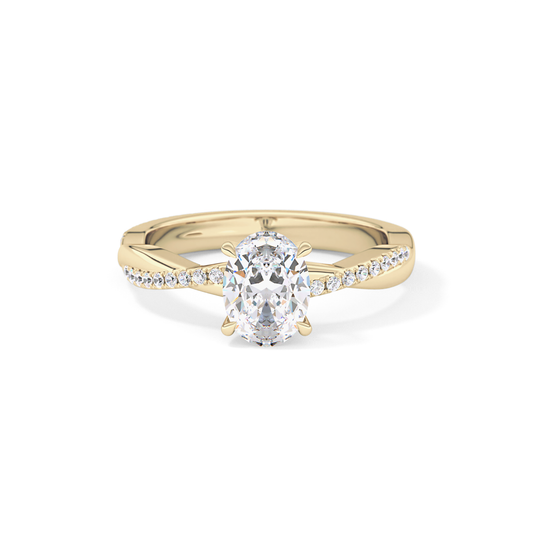 Oval Criss Cross Pave Lab Grown Diamond Engagement Ring