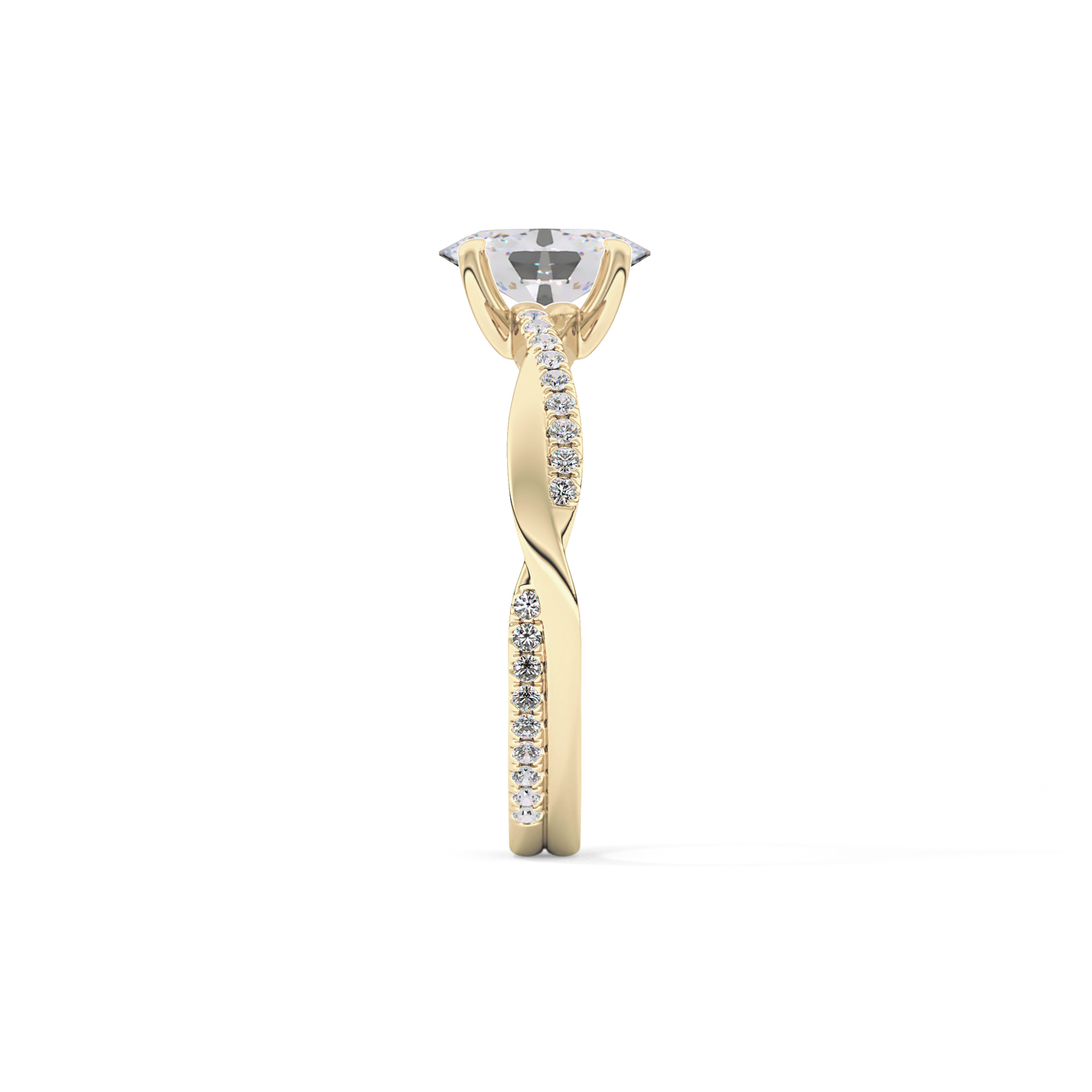 Oval Criss Cross Pave Lab Grown Diamond Engagement Ring
