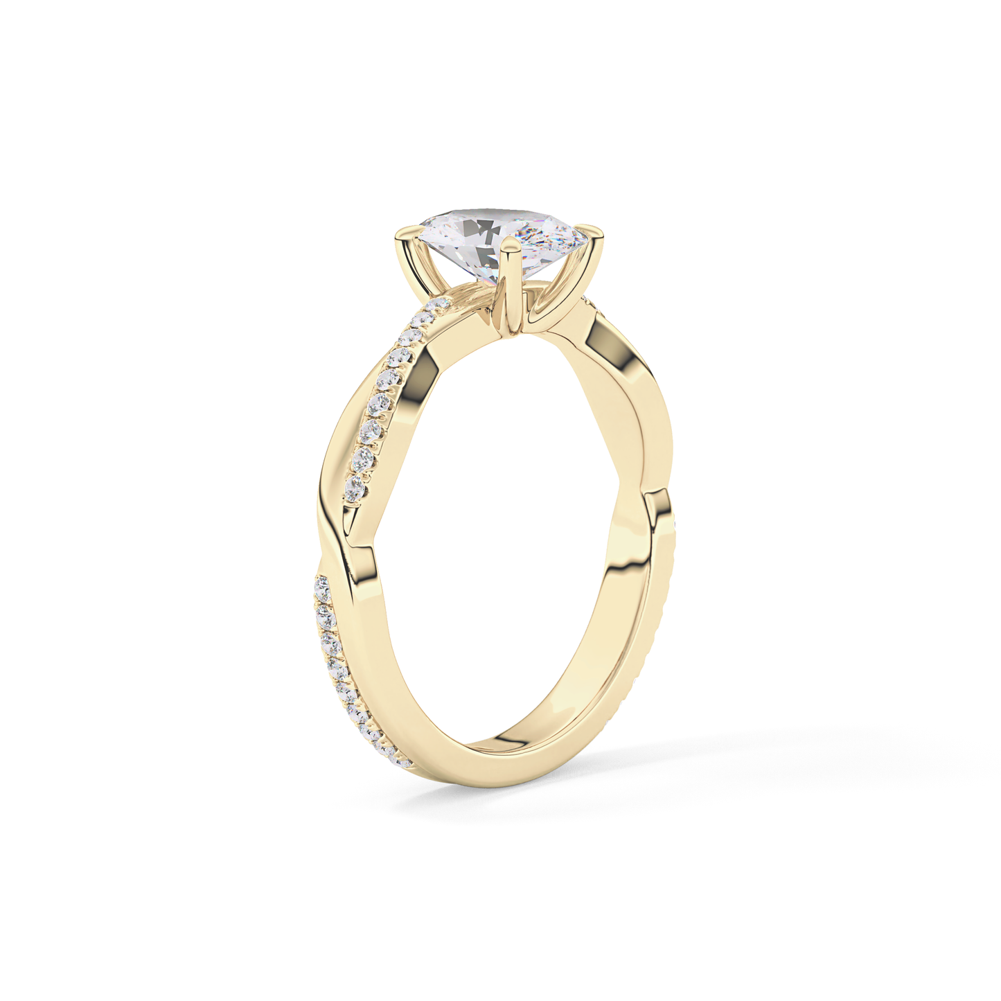Oval Criss Cross Pave Lab Grown Diamond Engagement Ring