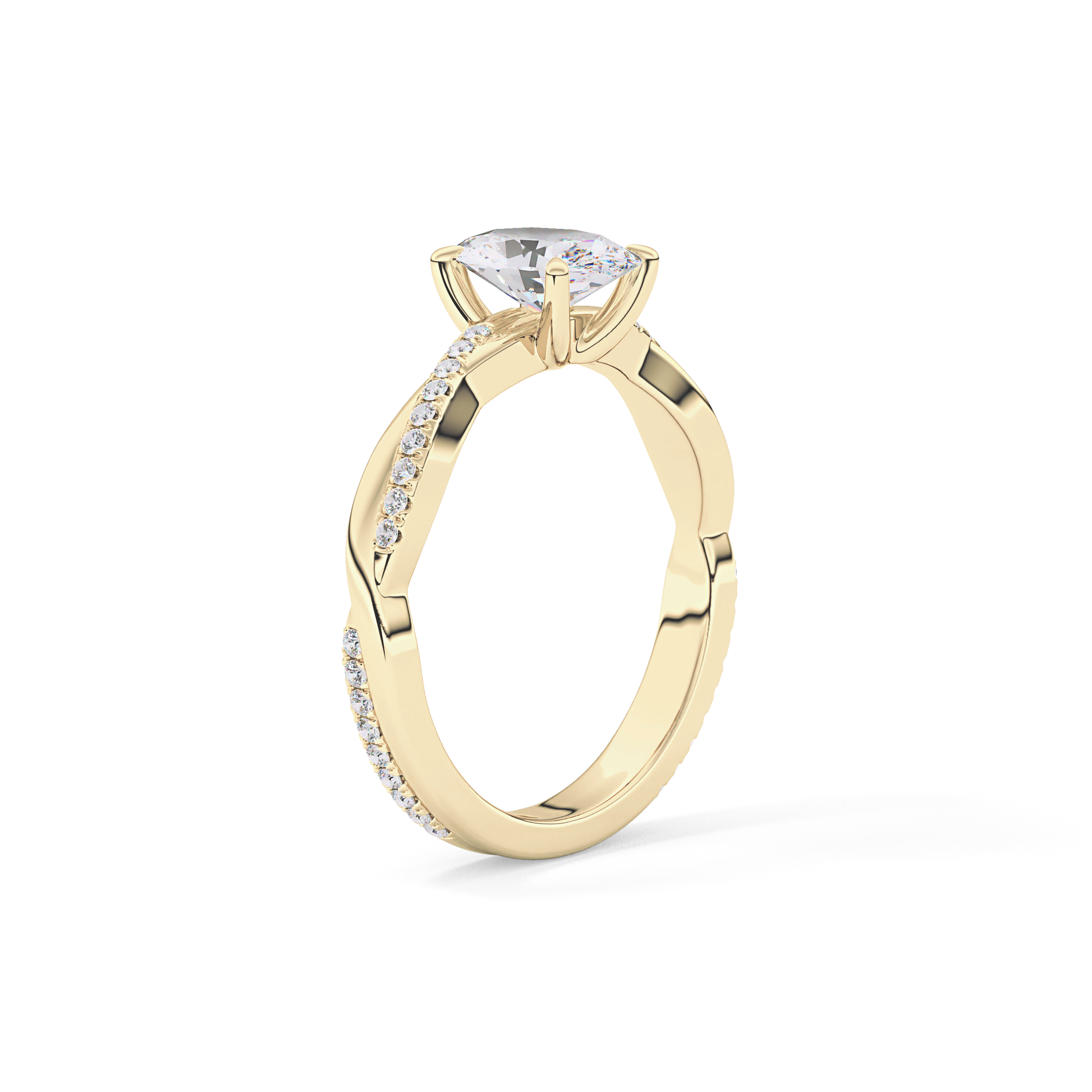 Oval Criss Cross Pave Lab Grown Diamond Engagement Ring