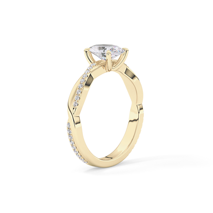 Oval Criss Cross Pave Lab Grown Diamond Engagement Ring