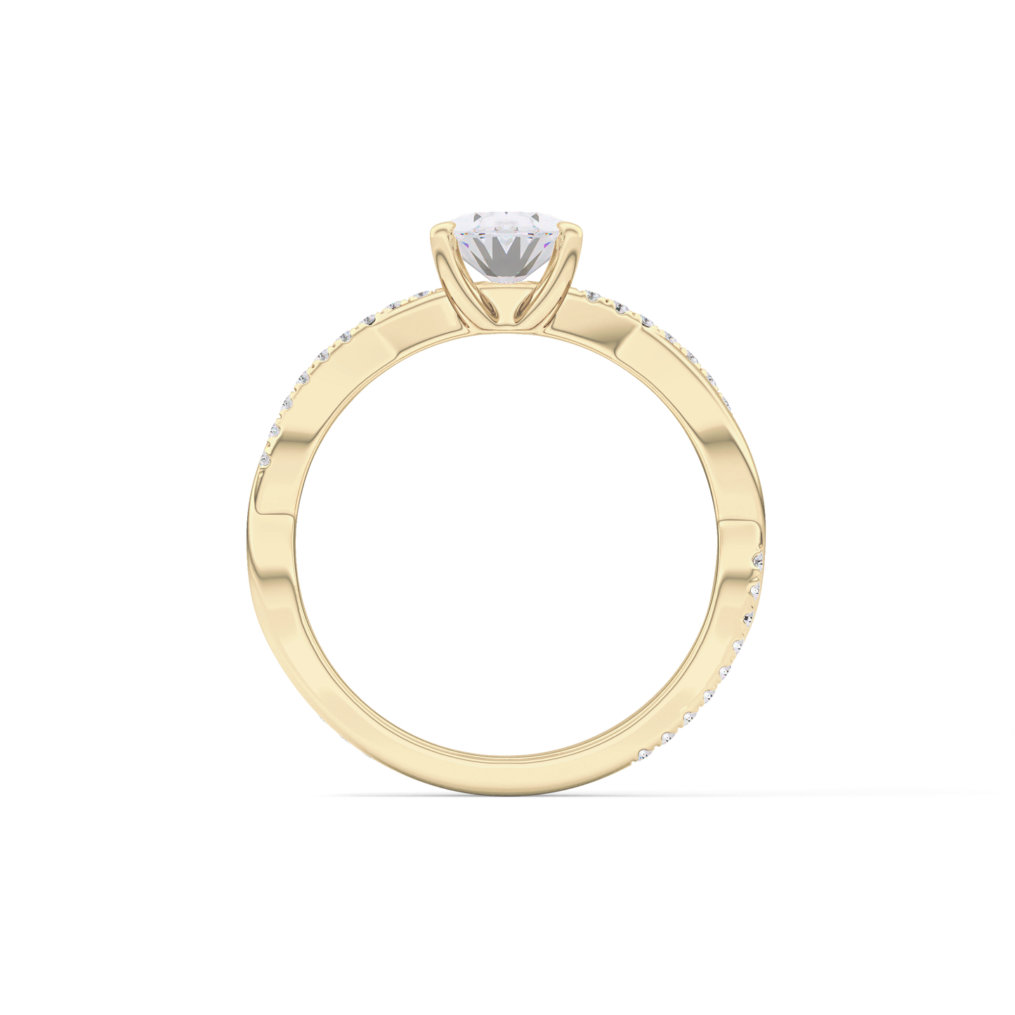 Oval Criss Cross Pave Lab Grown Diamond Engagement Ring