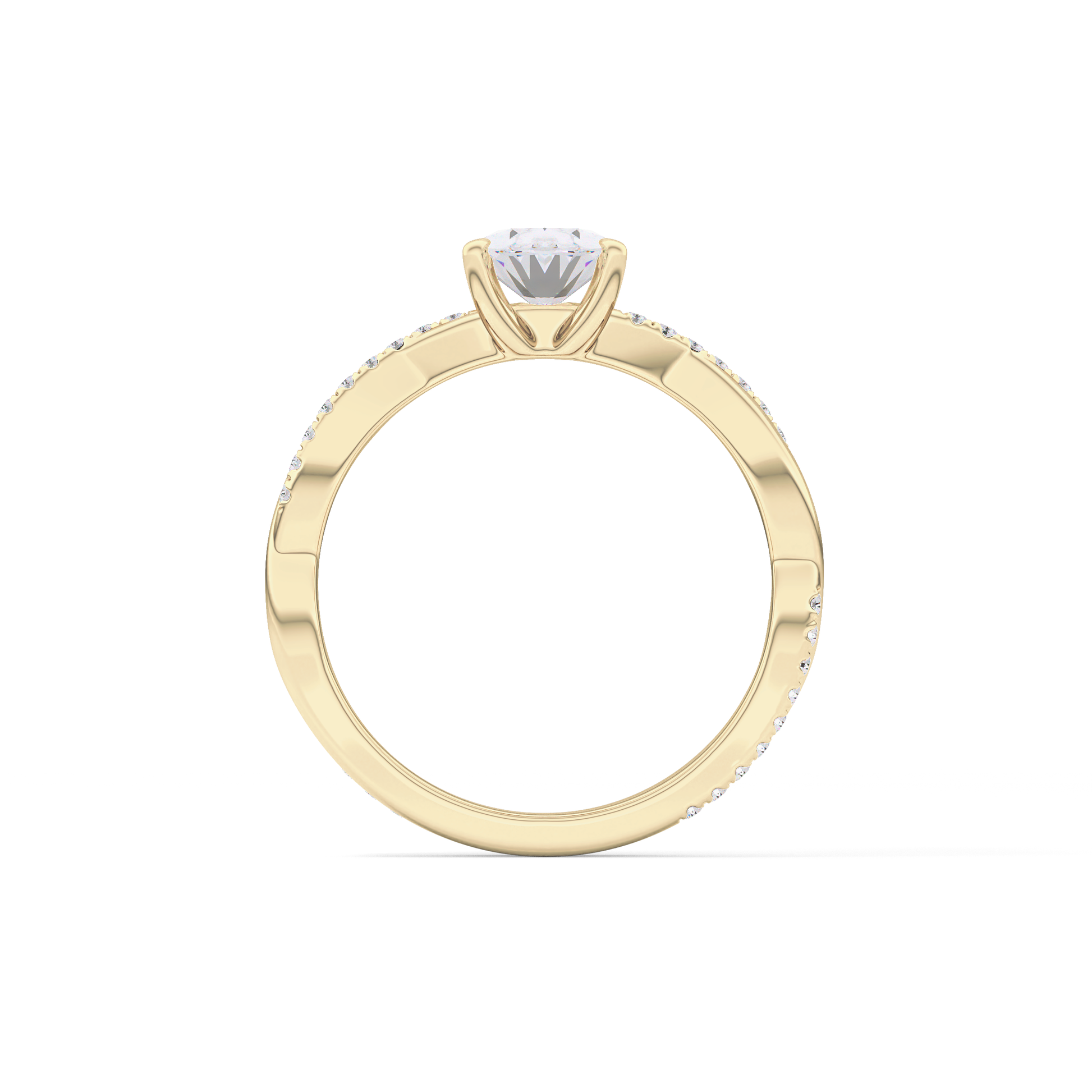 Oval Criss Cross Pave Lab Grown Diamond Engagement Ring