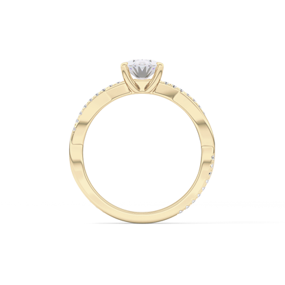 Oval Criss Cross Pave Lab Grown Diamond Engagement Ring