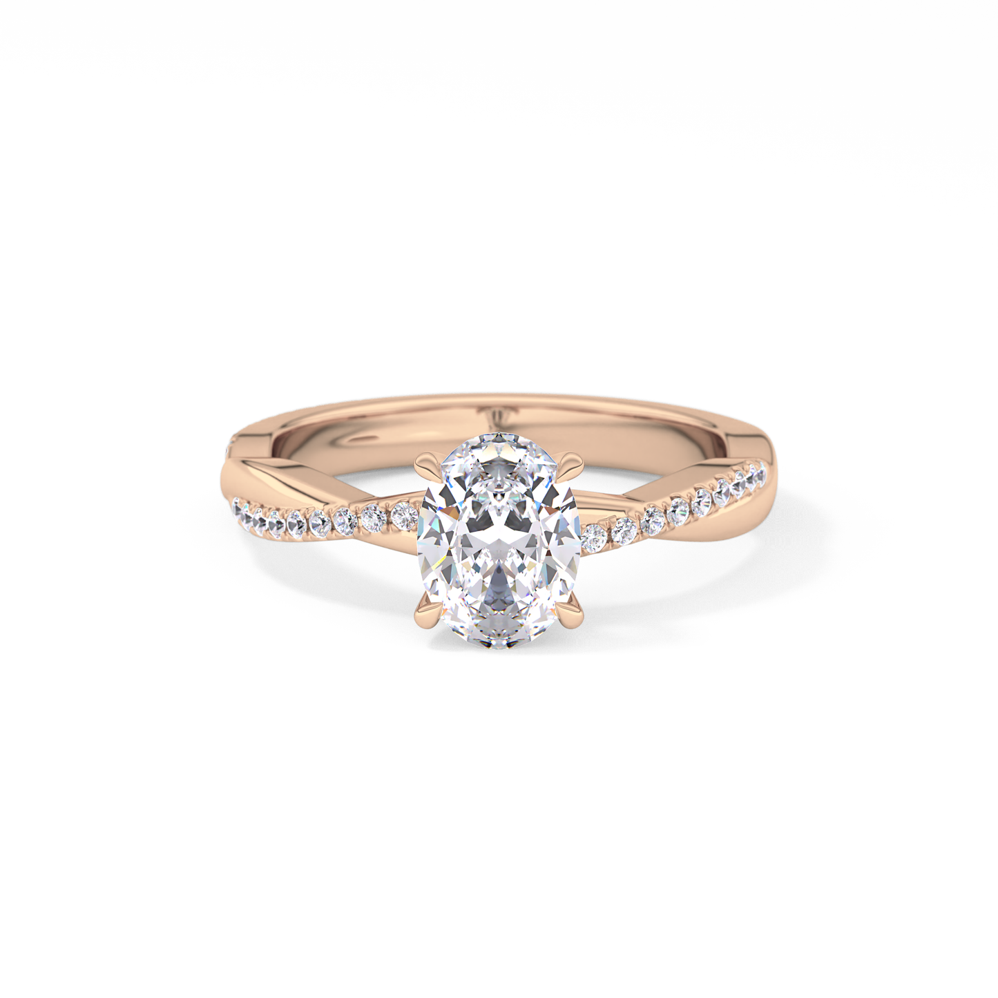 Oval Criss Cross Pave Lab Grown Diamond Engagement Ring