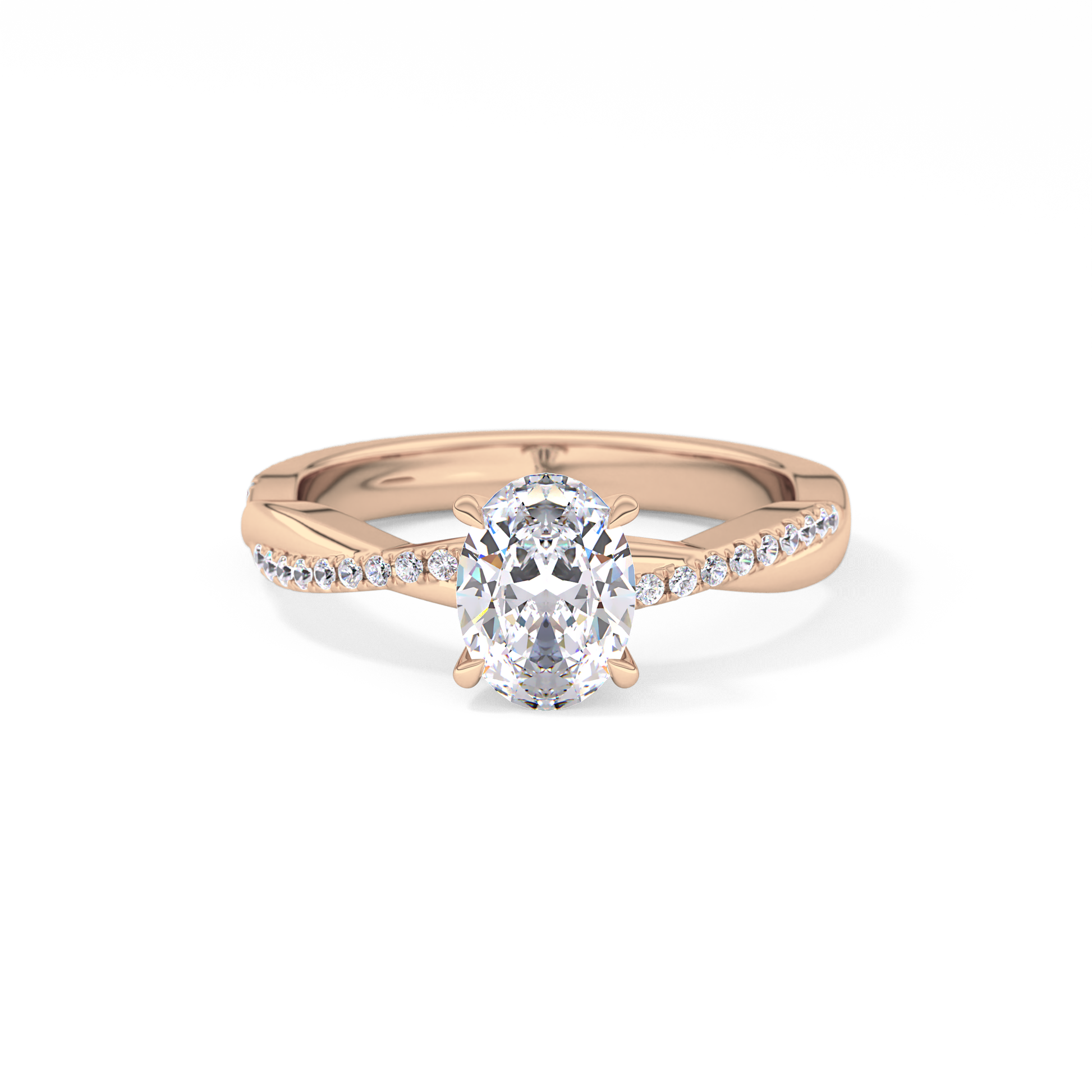 Oval Criss Cross Pave Lab Grown Diamond Engagement Ring