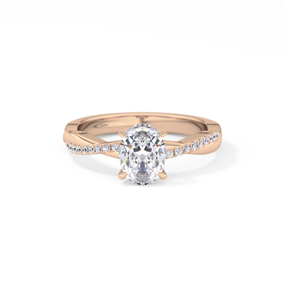 Oval Criss Cross Pave Lab Grown Diamond Engagement Ring