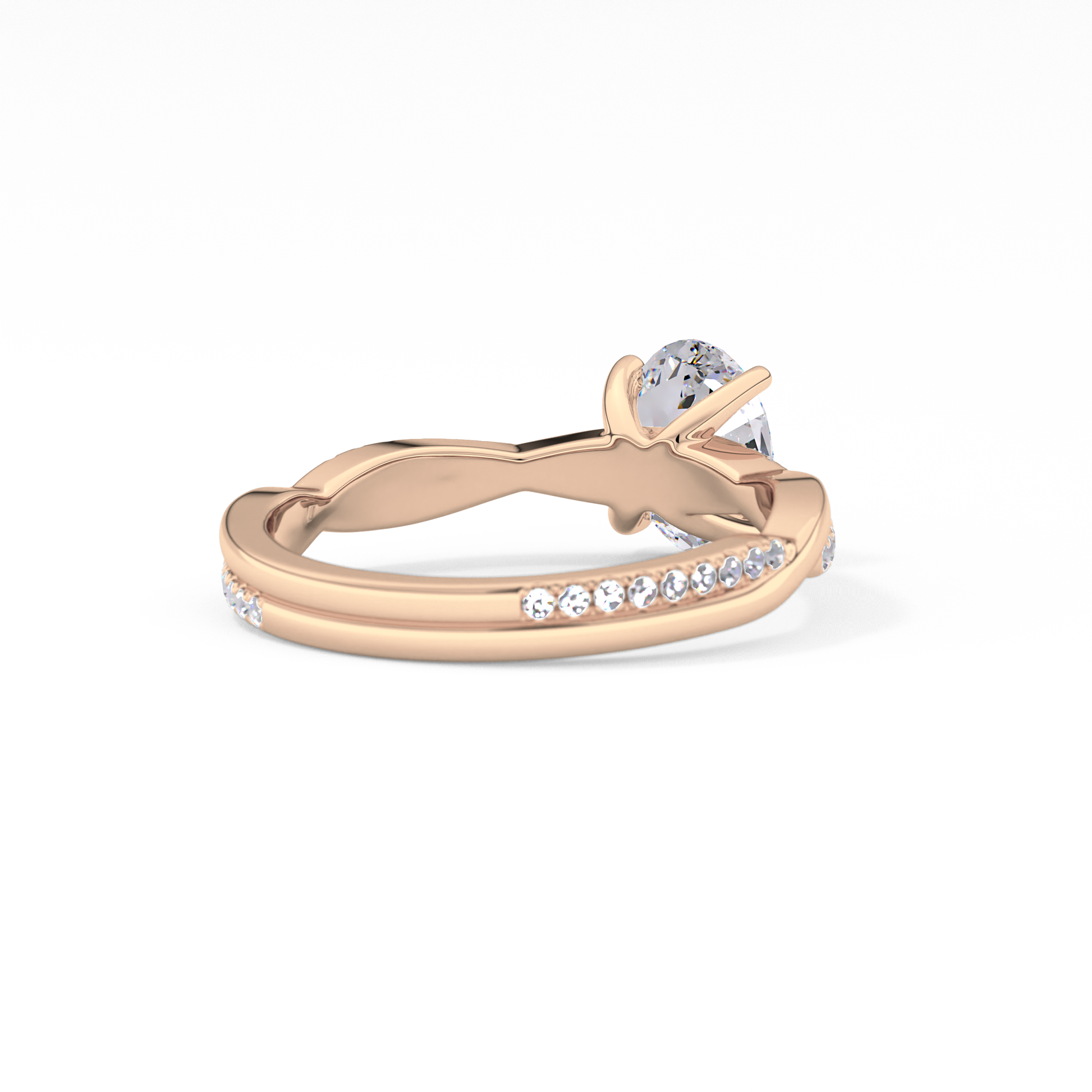 Oval Criss Cross Pave Lab Grown Diamond Engagement Ring