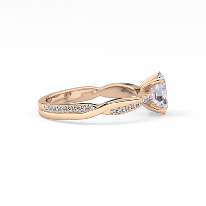 Oval Criss Cross Pave Lab Grown Diamond Engagement Ring