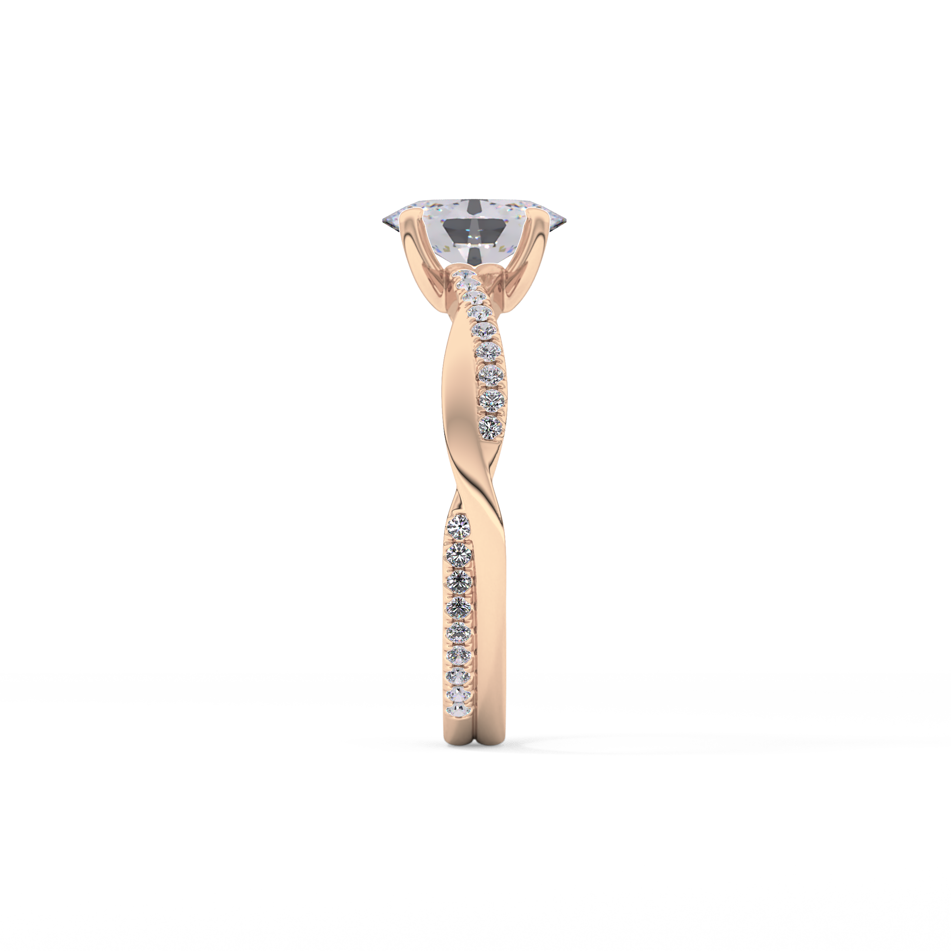 Oval Criss Cross Pave Lab Grown Diamond Engagement Ring