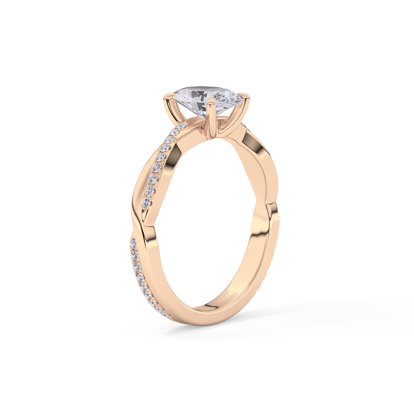Oval Criss Cross Pave Lab Grown Diamond Engagement Ring