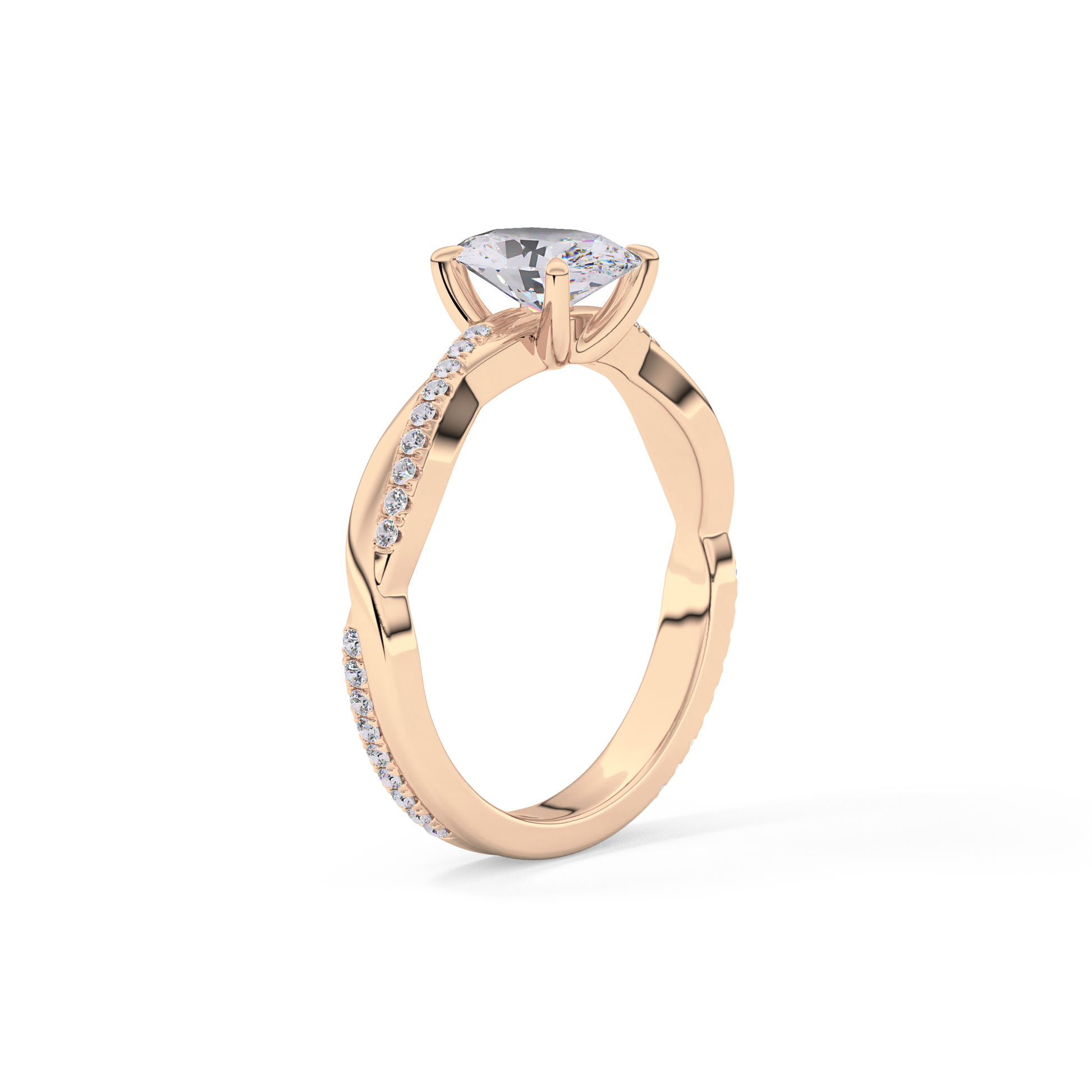 Oval Criss Cross Pave Lab Grown Diamond Engagement Ring