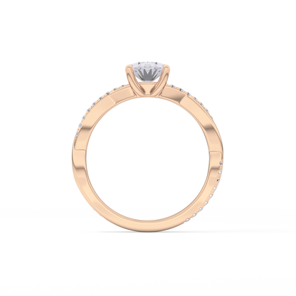 Oval Criss Cross Pave Lab Grown Diamond Engagement Ring