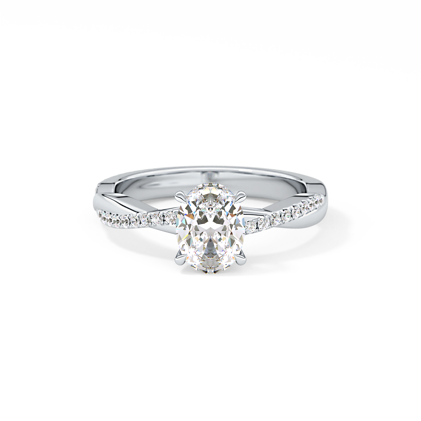 Oval Criss Cross Pave Lab Grown Diamond Engagement Ring