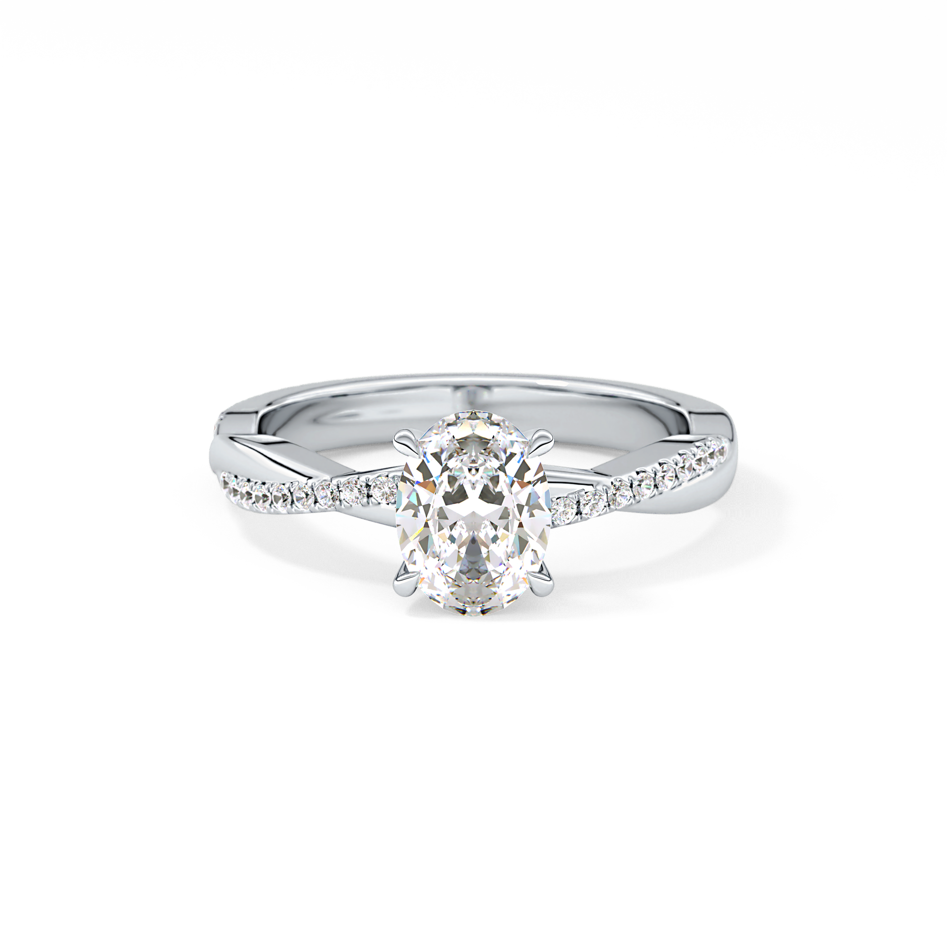 Oval Criss Cross Pave Lab Grown Diamond Engagement Ring