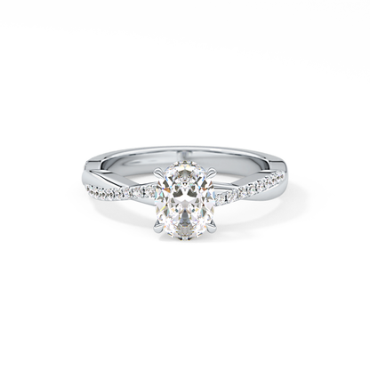 Oval Criss Cross Pave Lab Grown Diamond Engagement Ring