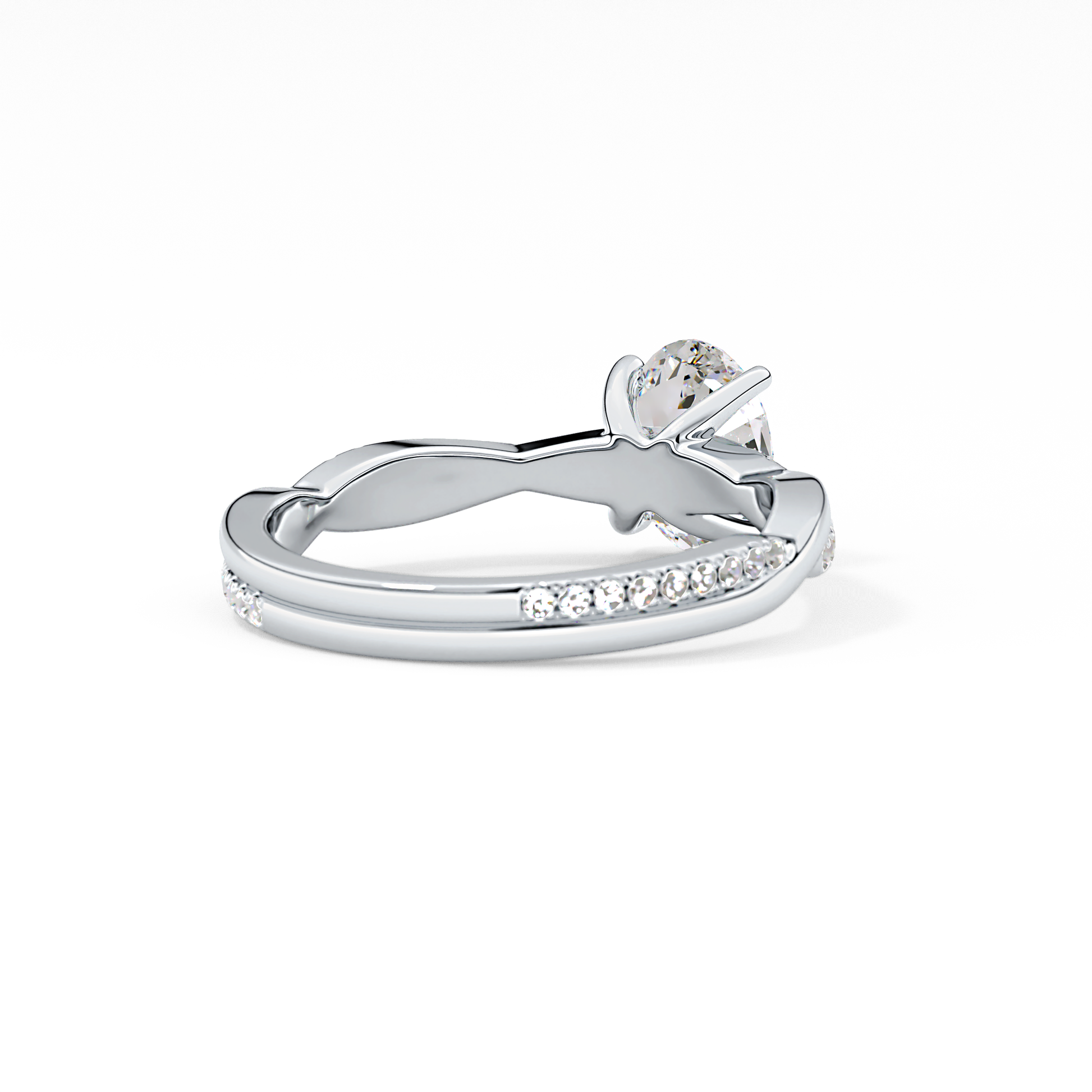 Oval Criss Cross Pave Lab Grown Diamond Engagement Ring