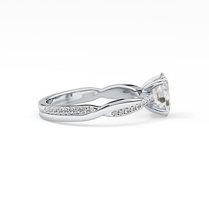 Oval Criss Cross Pave Lab Grown Diamond Engagement Ring
