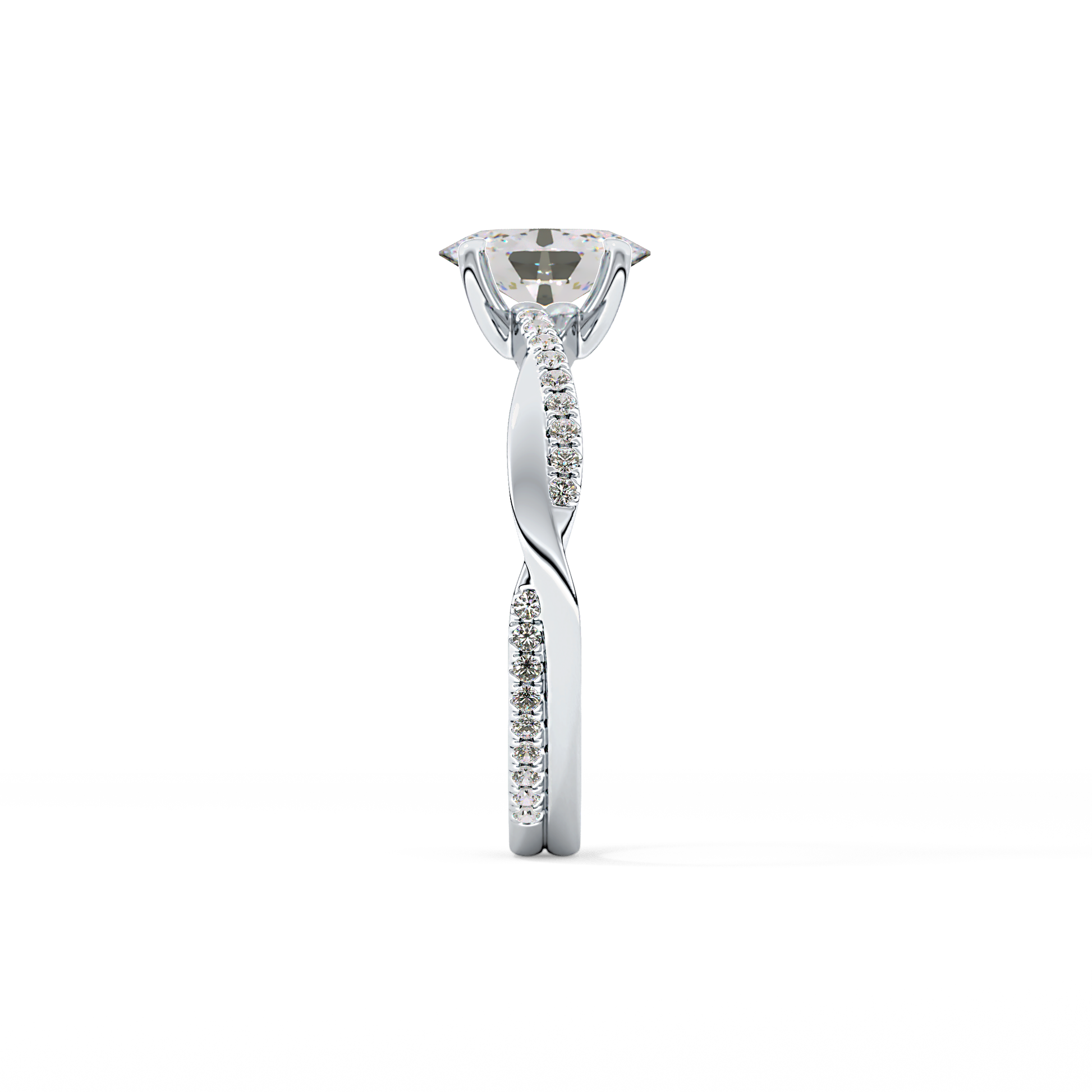 Oval Criss Cross Pave Lab Grown Diamond Engagement Ring