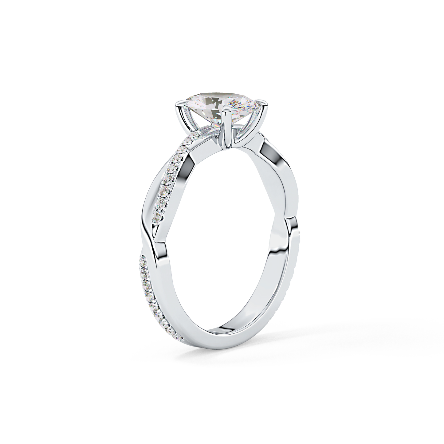Oval Criss Cross Pave Lab Grown Diamond Engagement Ring