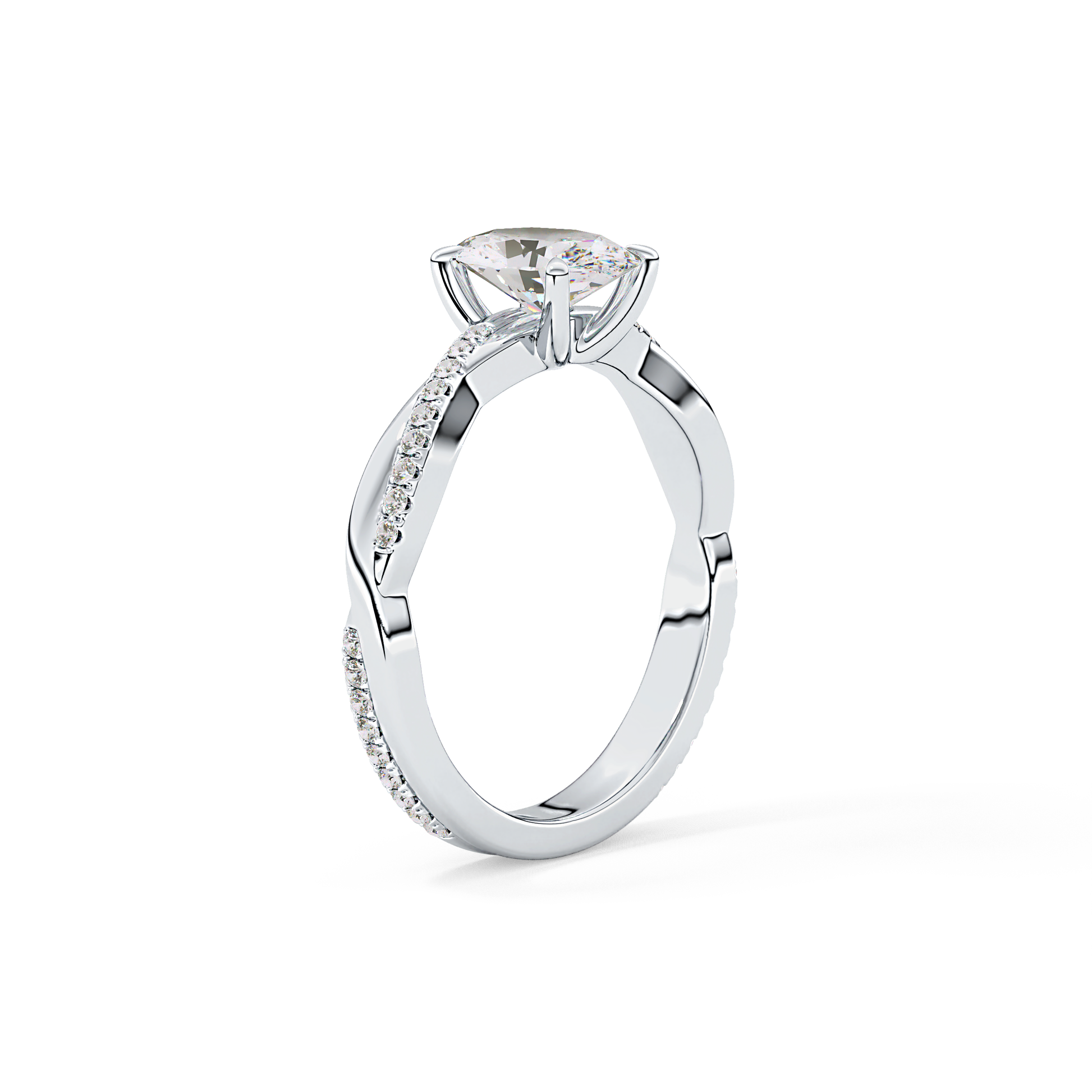 Oval Criss Cross Pave Lab Grown Diamond Engagement Ring