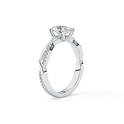 Oval Criss Cross Pave Lab Grown Diamond Engagement Ring