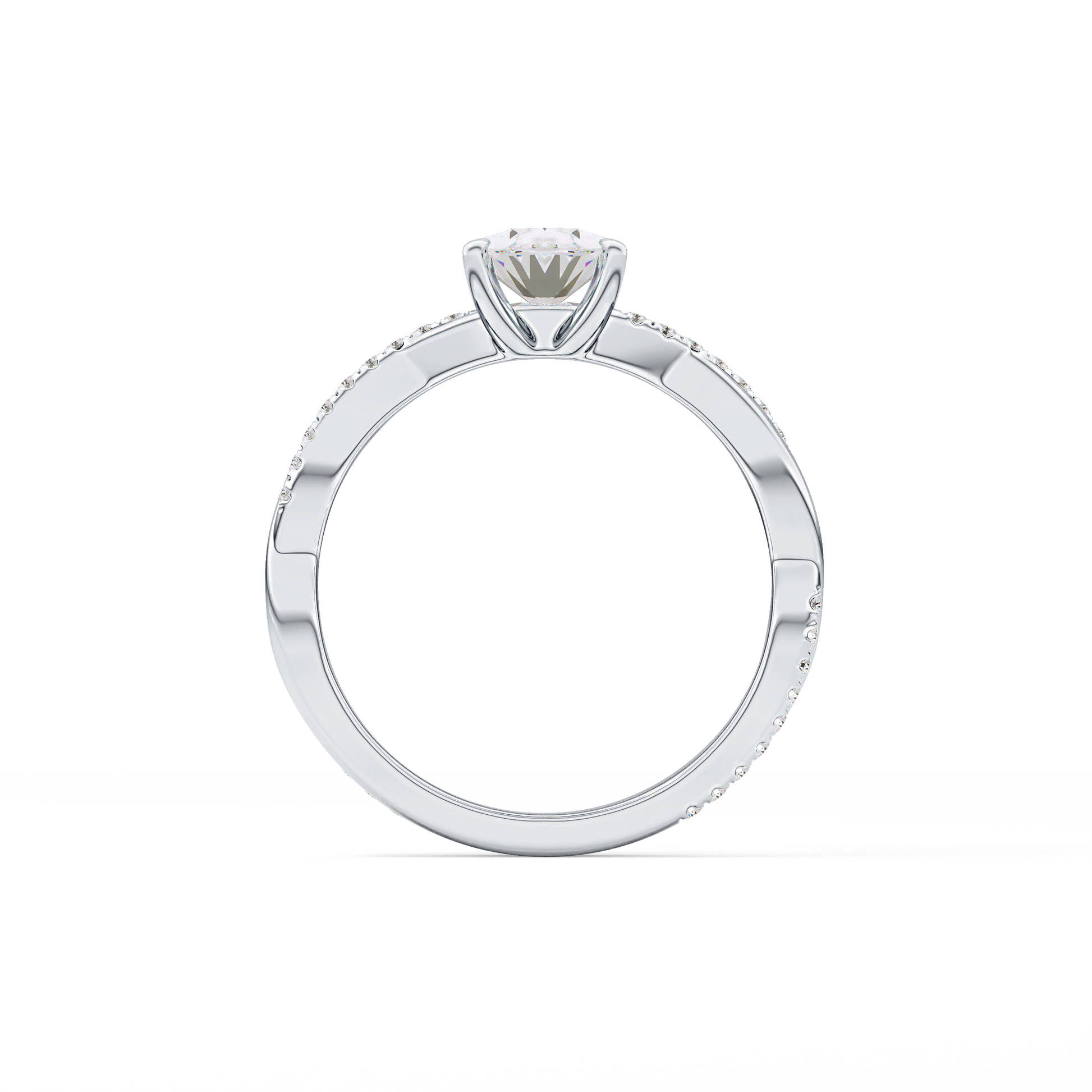 Oval Criss Cross Pave Lab Grown Diamond Engagement Ring