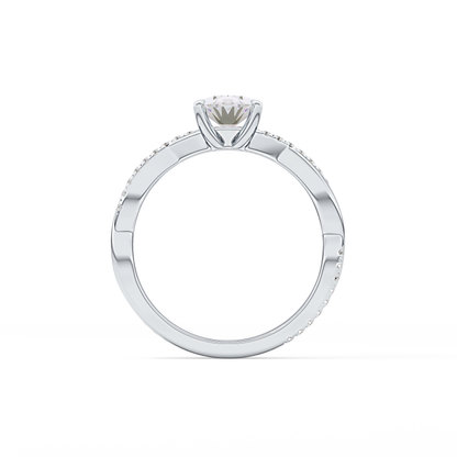 Oval Criss Cross Pave Lab Grown Diamond Engagement Ring