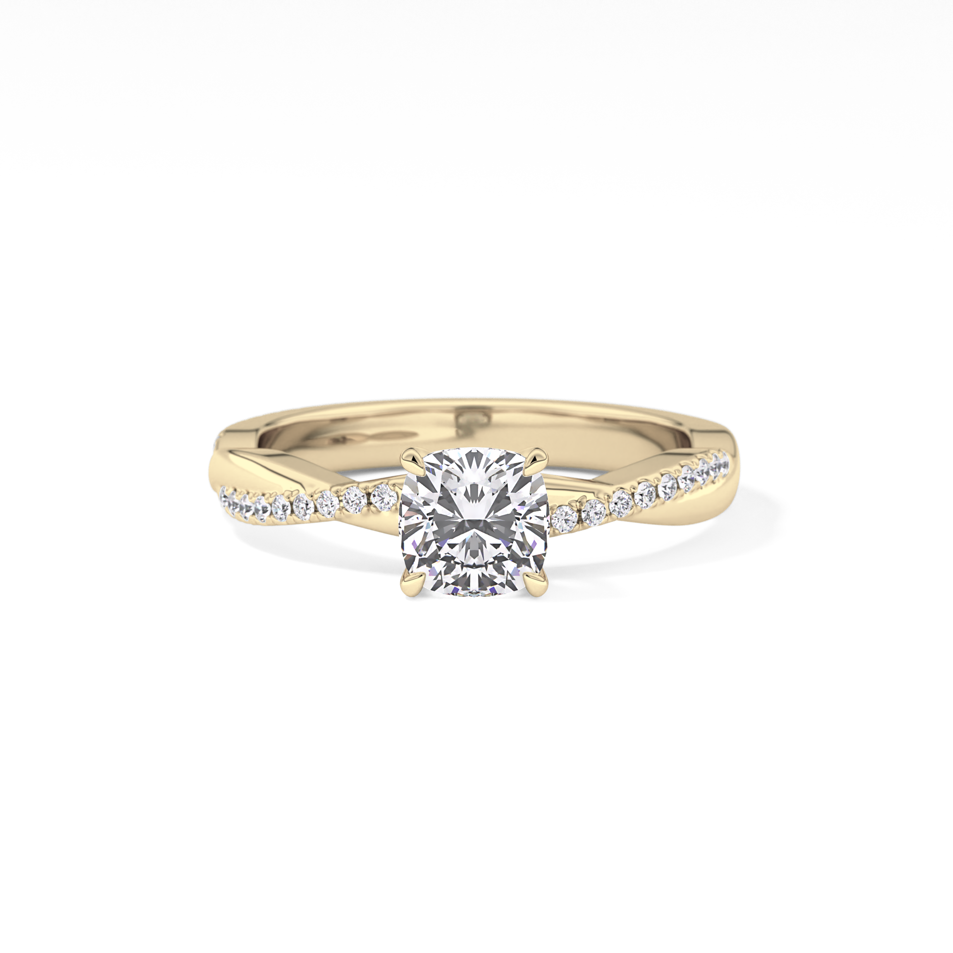 Cushion Criss Cross Pave Lab Grown Diamond Engagement Ring