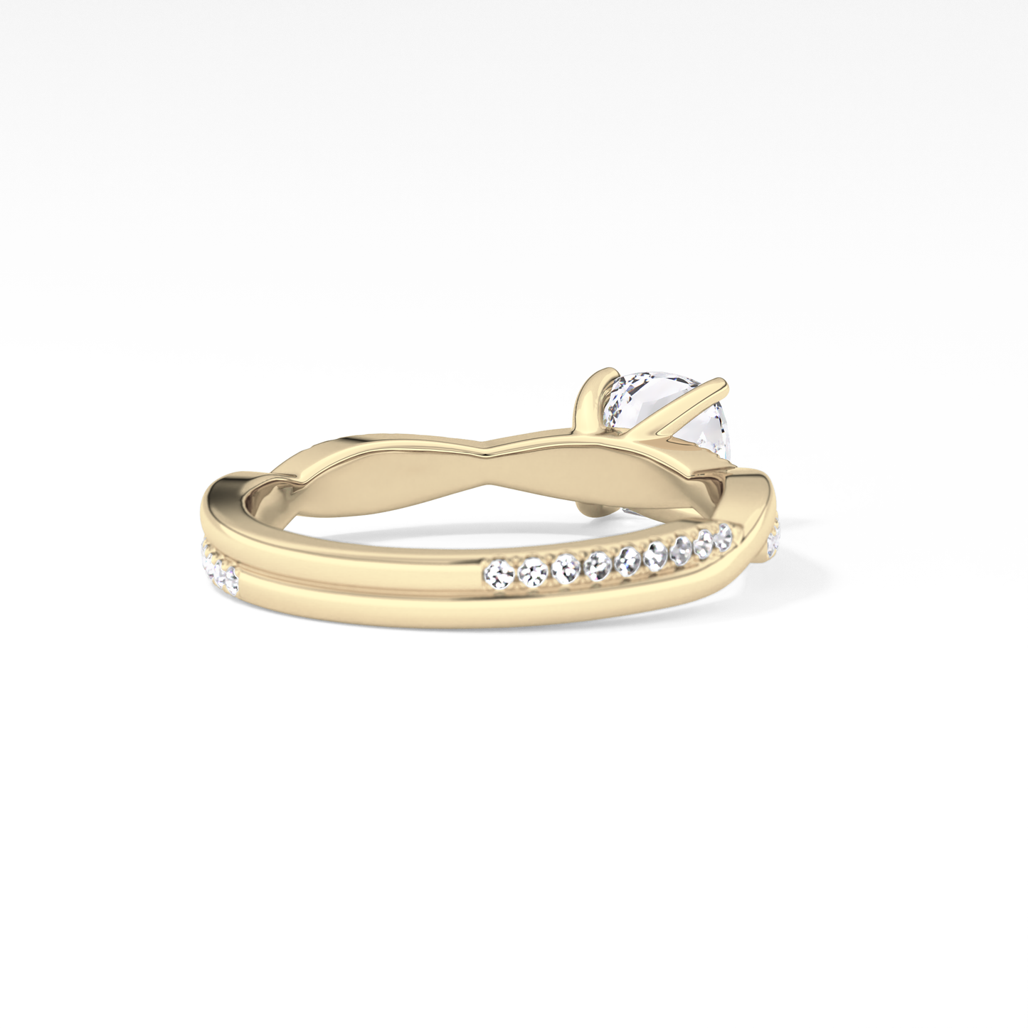 Cushion Criss Cross Pave Lab Grown Diamond Engagement Ring