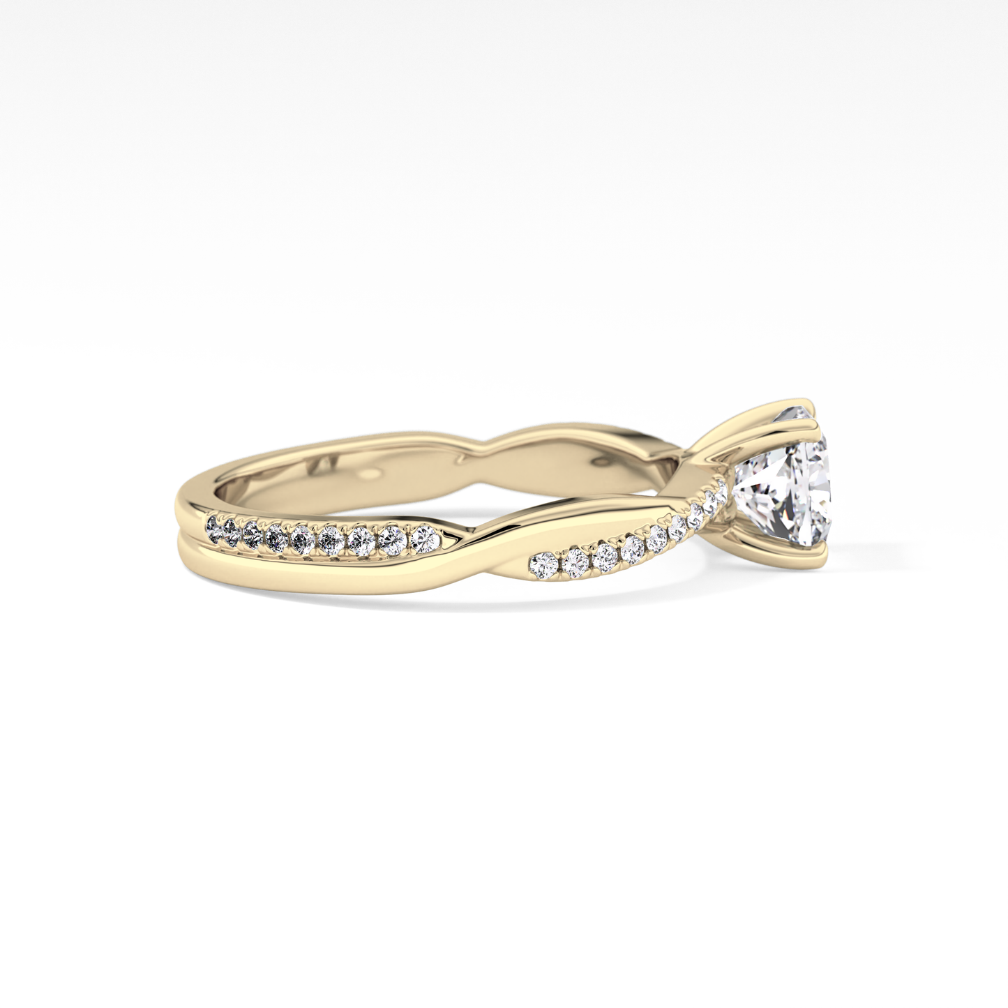 Cushion Criss Cross Pave Lab Grown Diamond Engagement Ring