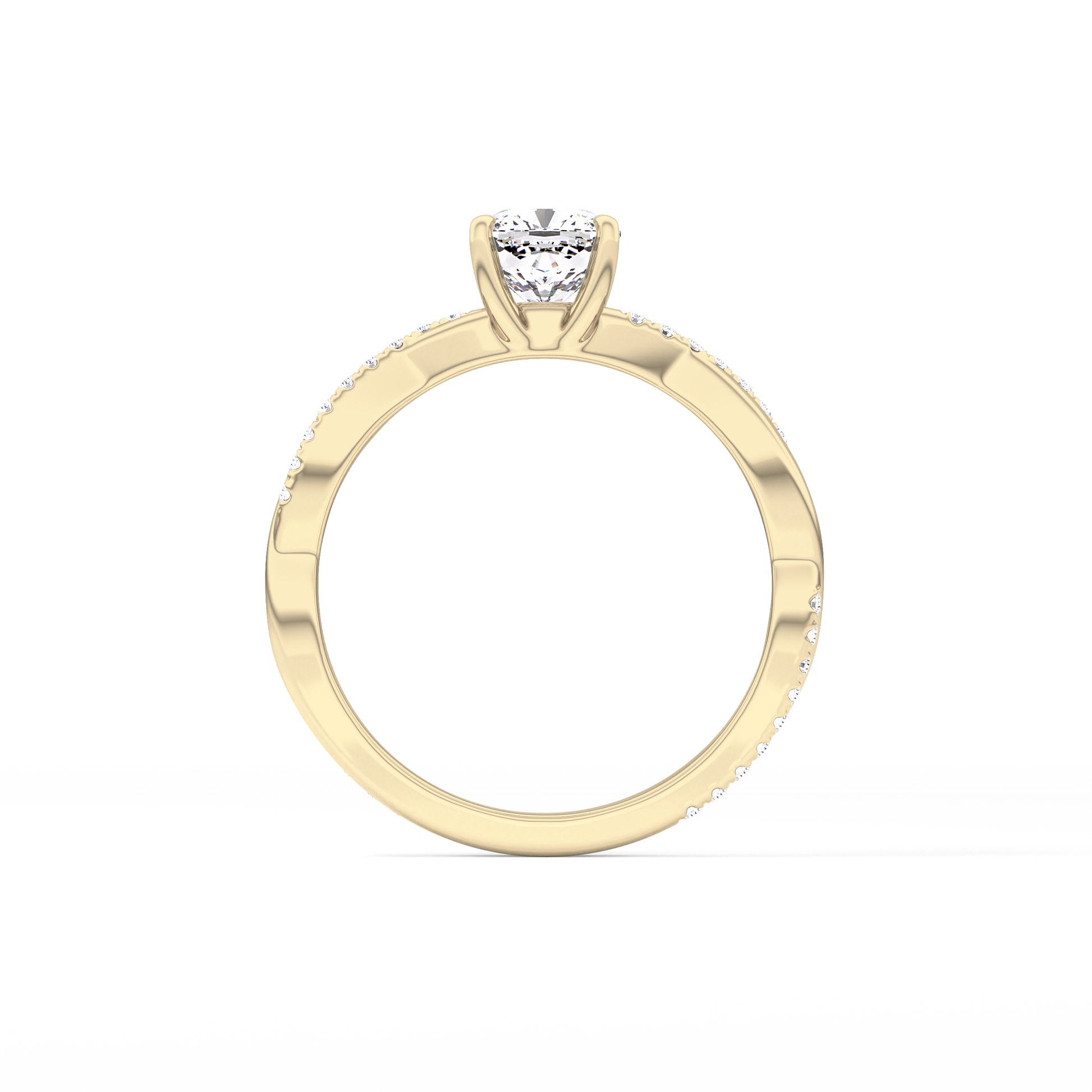 Cushion Criss Cross Pave Lab Grown Diamond Engagement Ring