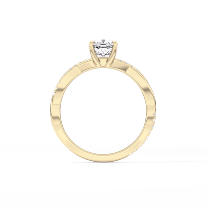 Cushion Criss Cross Pave Lab Grown Diamond Engagement Ring