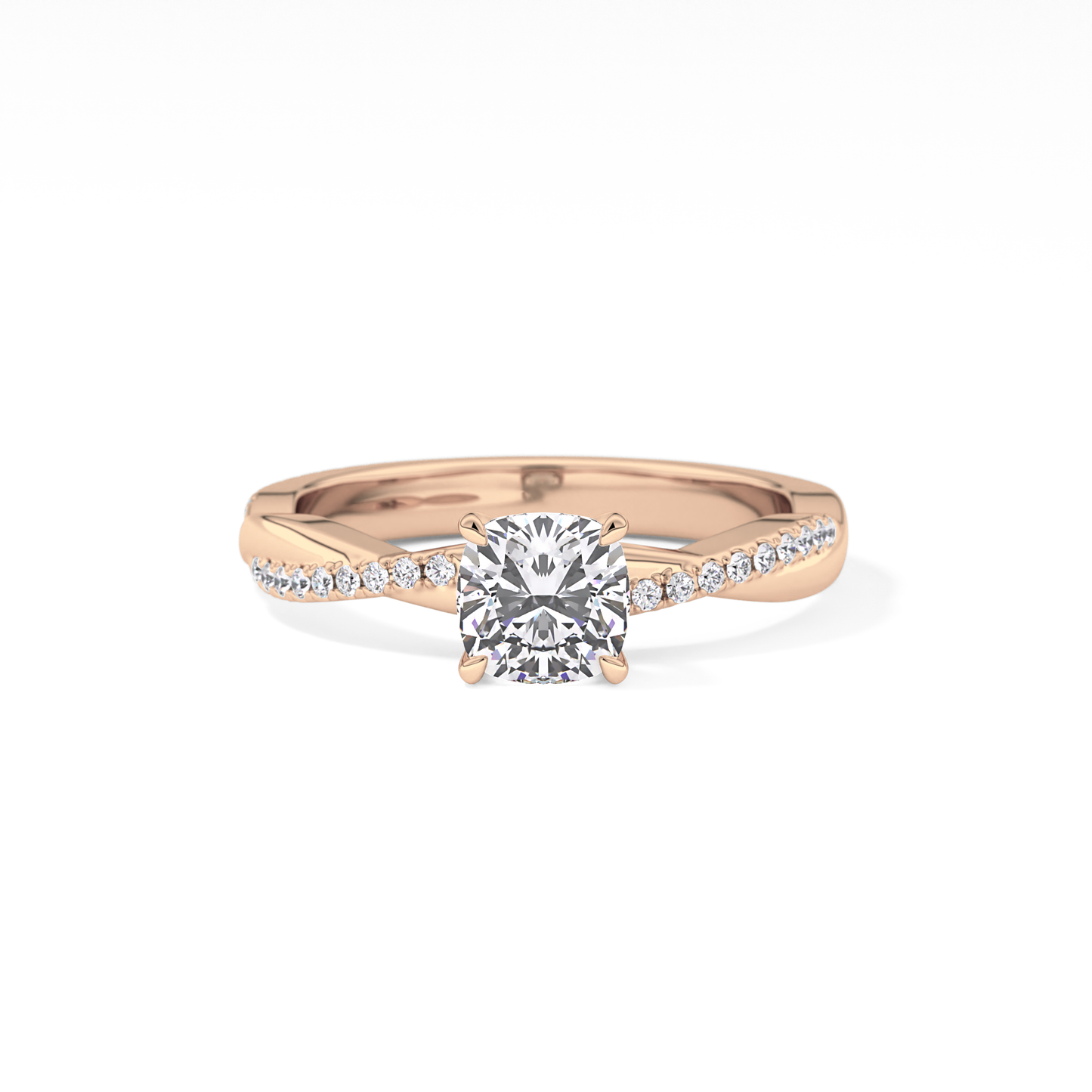 Cushion Criss Cross Pave Lab Grown Diamond Engagement Ring