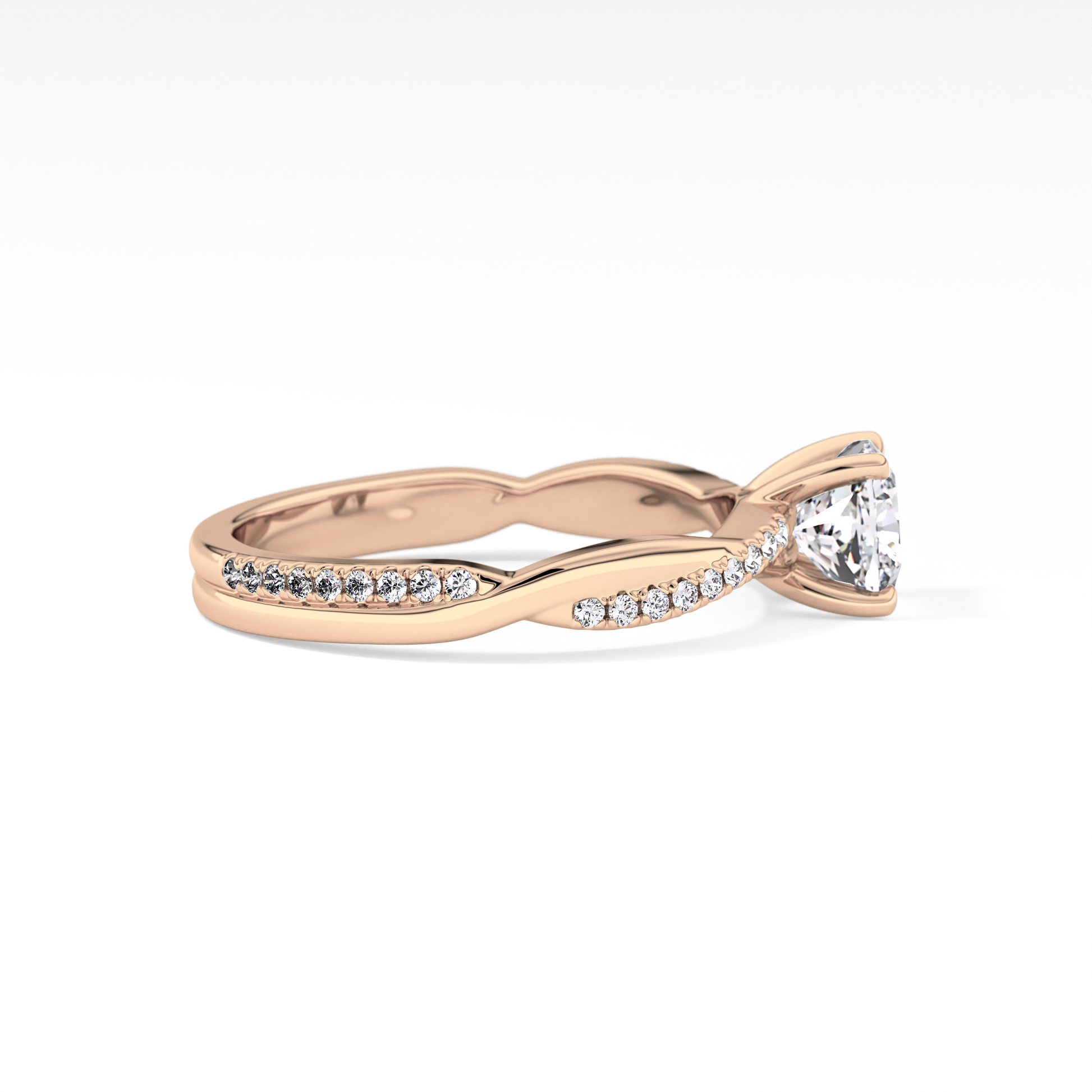 Cushion Criss Cross Pave Lab Grown Diamond Engagement Ring
