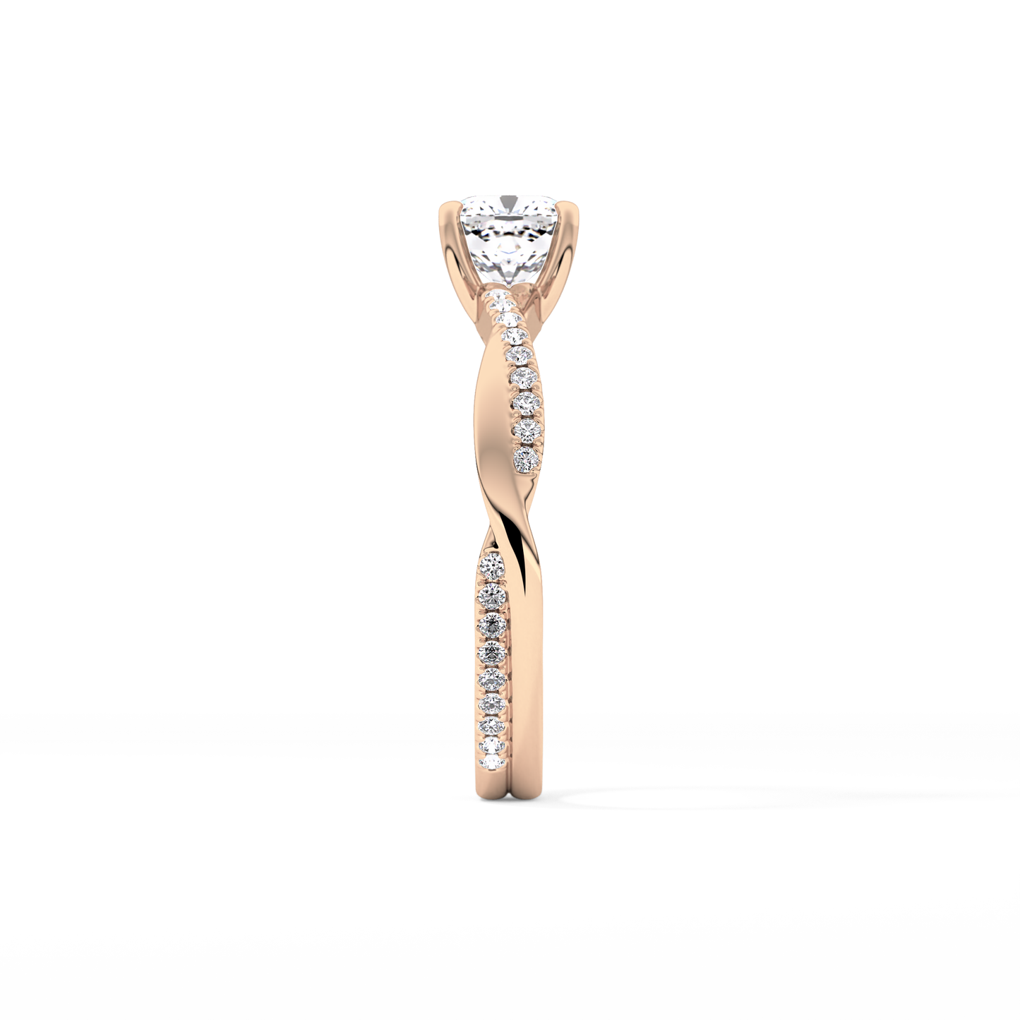 Cushion Criss Cross Pave Lab Grown Diamond Engagement Ring