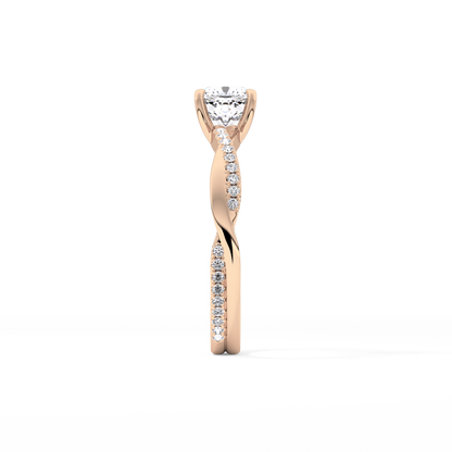 Cushion Criss Cross Pave Lab Grown Diamond Engagement Ring