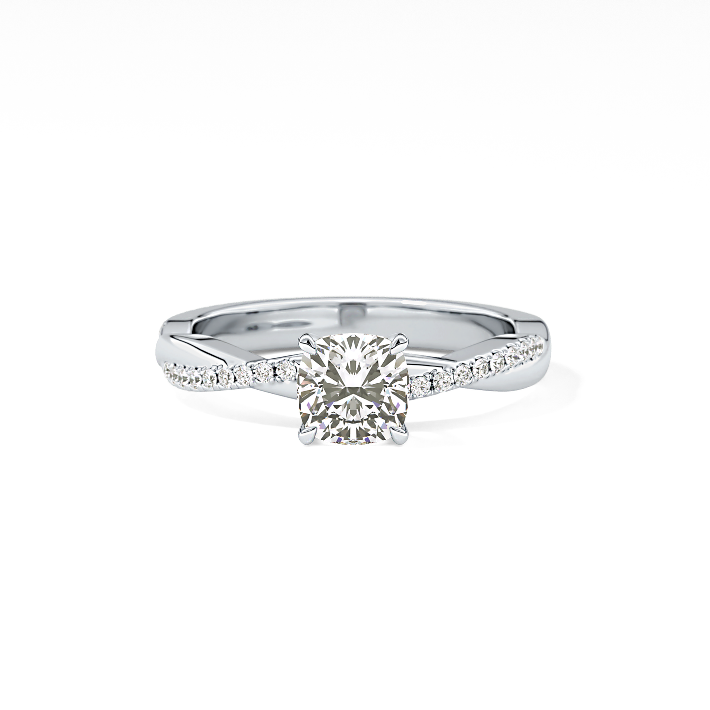 Cushion Criss Cross Pave Lab Grown Diamond Engagement Ring