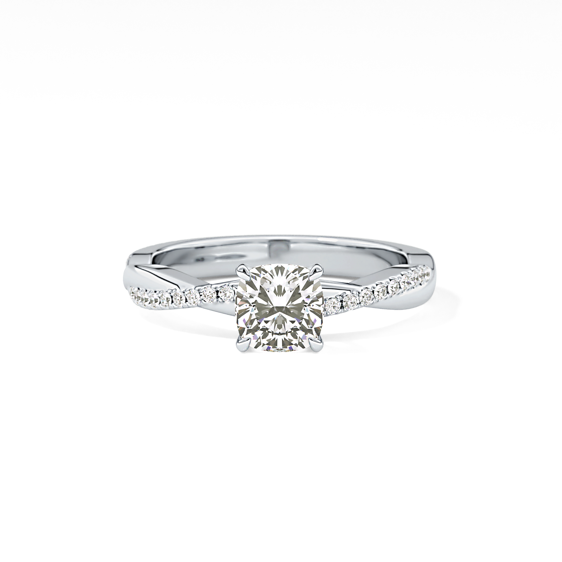 Cushion Criss Cross Pave Lab Grown Diamond Engagement Ring