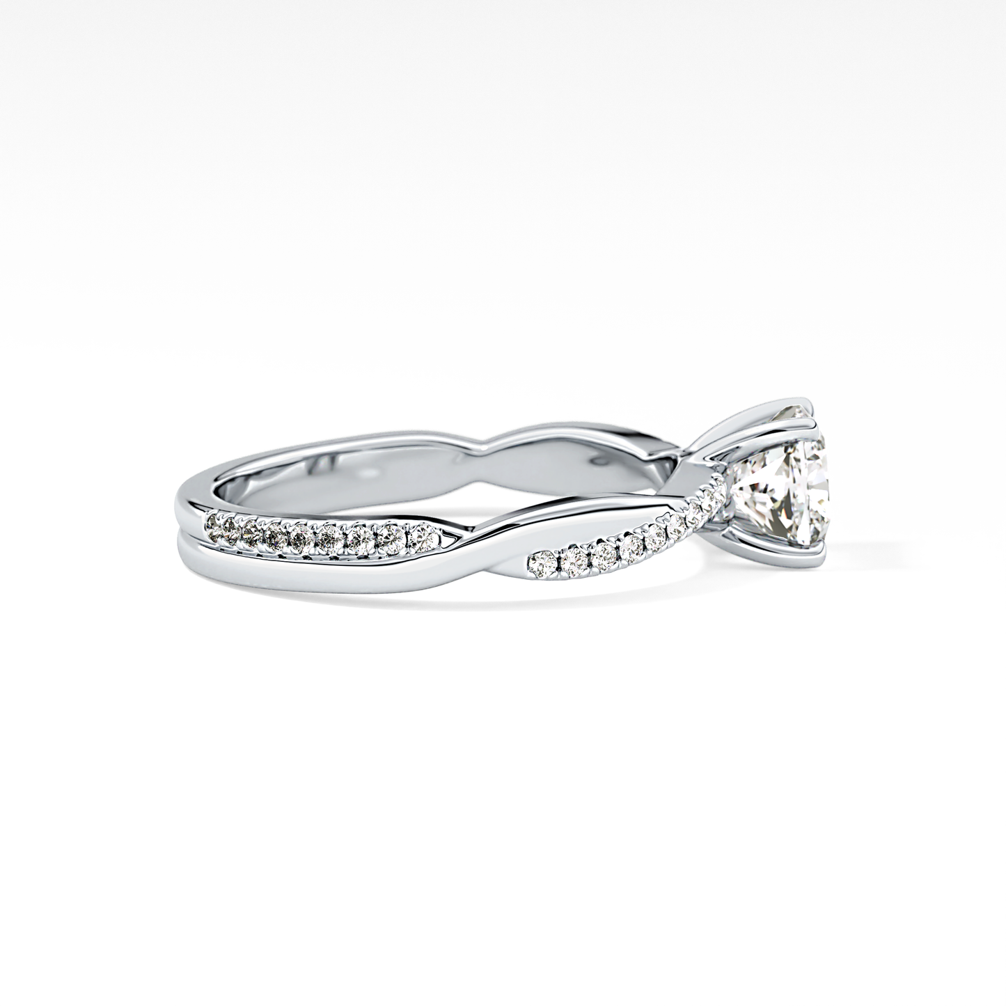 Cushion Criss Cross Pave Lab Grown Diamond Engagement Ring