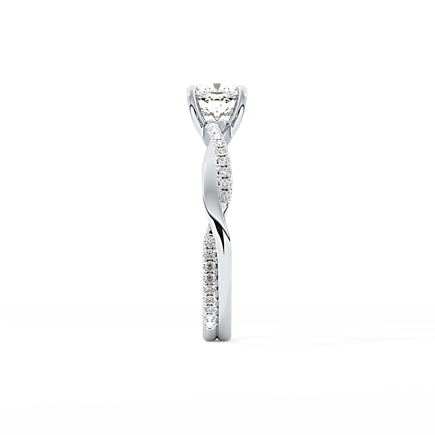 Cushion Criss Cross Pave Lab Grown Diamond Engagement Ring