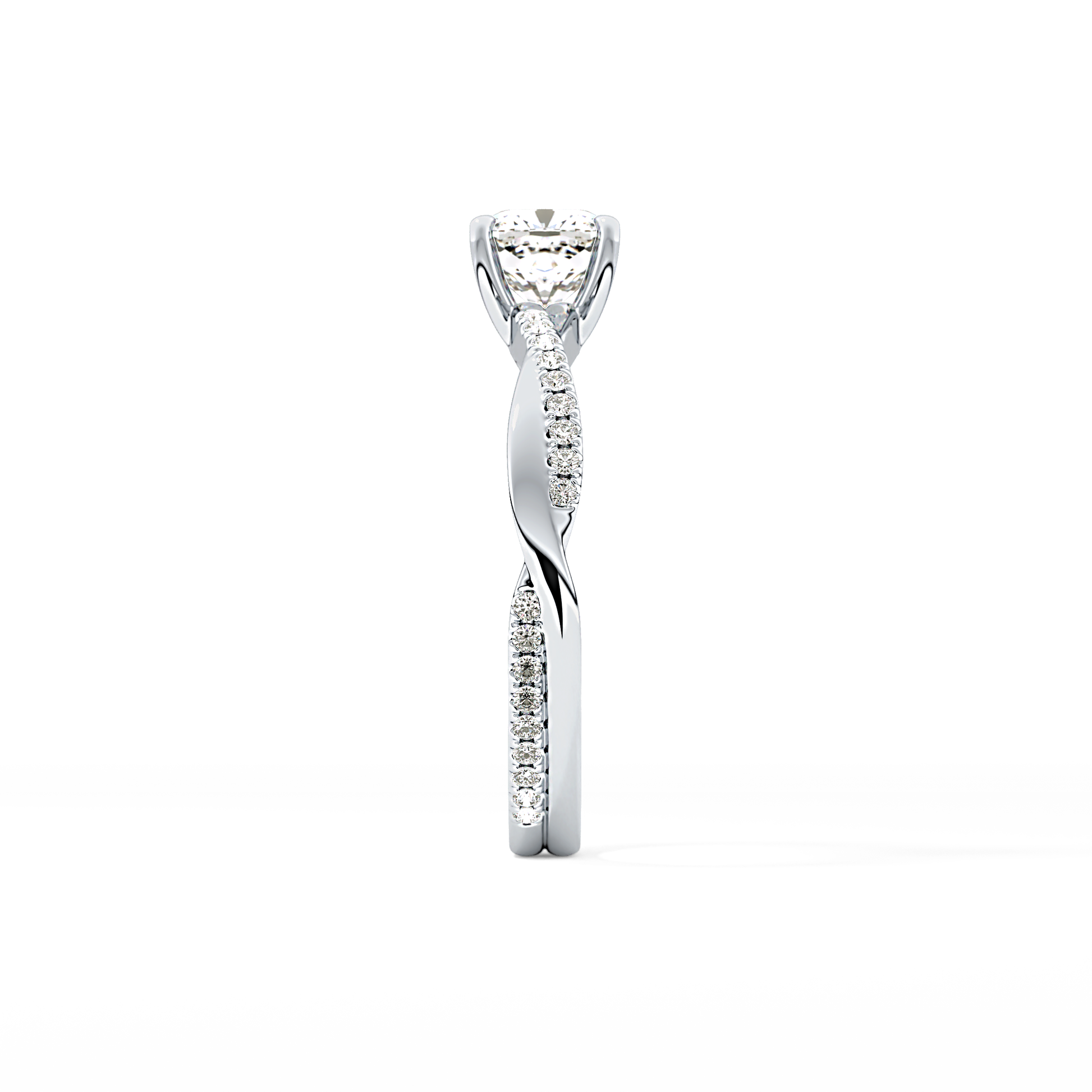 Cushion Criss Cross Pave Lab Grown Diamond Engagement Ring