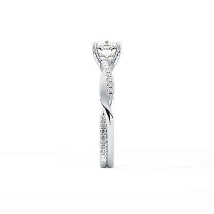 Cushion Criss Cross Pave Lab Grown Diamond Engagement Ring