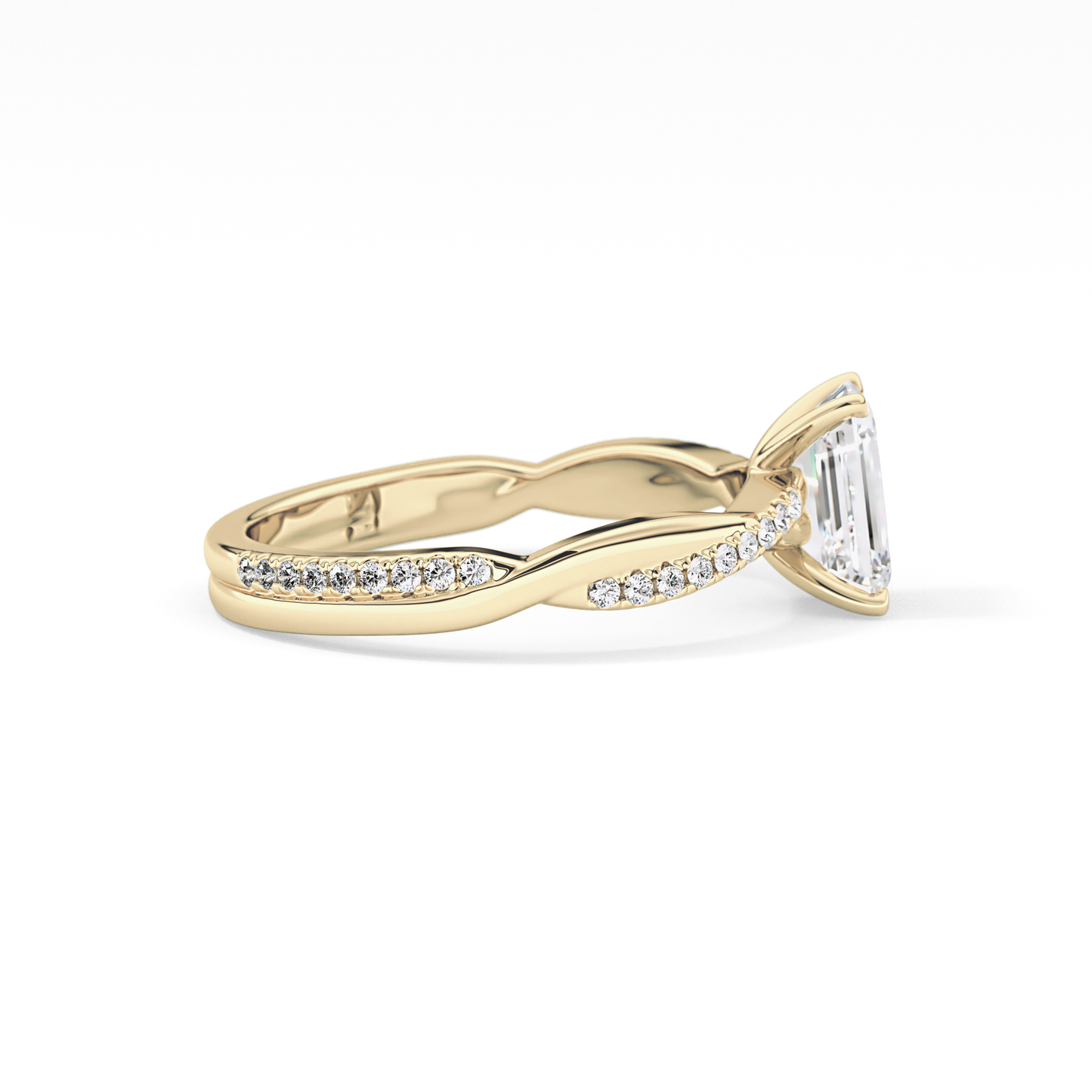 Emerald Pave Lab Grown Diamond Engagement Ring