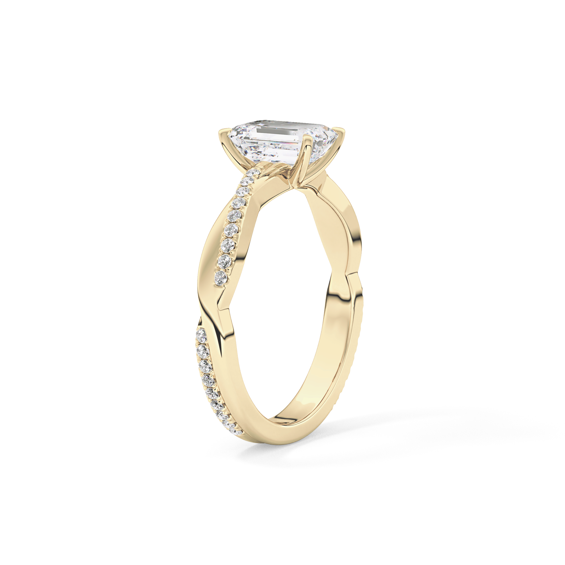 Emerald Pave Lab Grown Diamond Engagement Ring