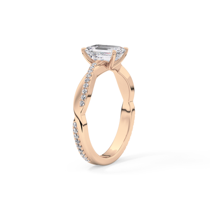 Emerald Pave Lab Grown Diamond Engagement Ring