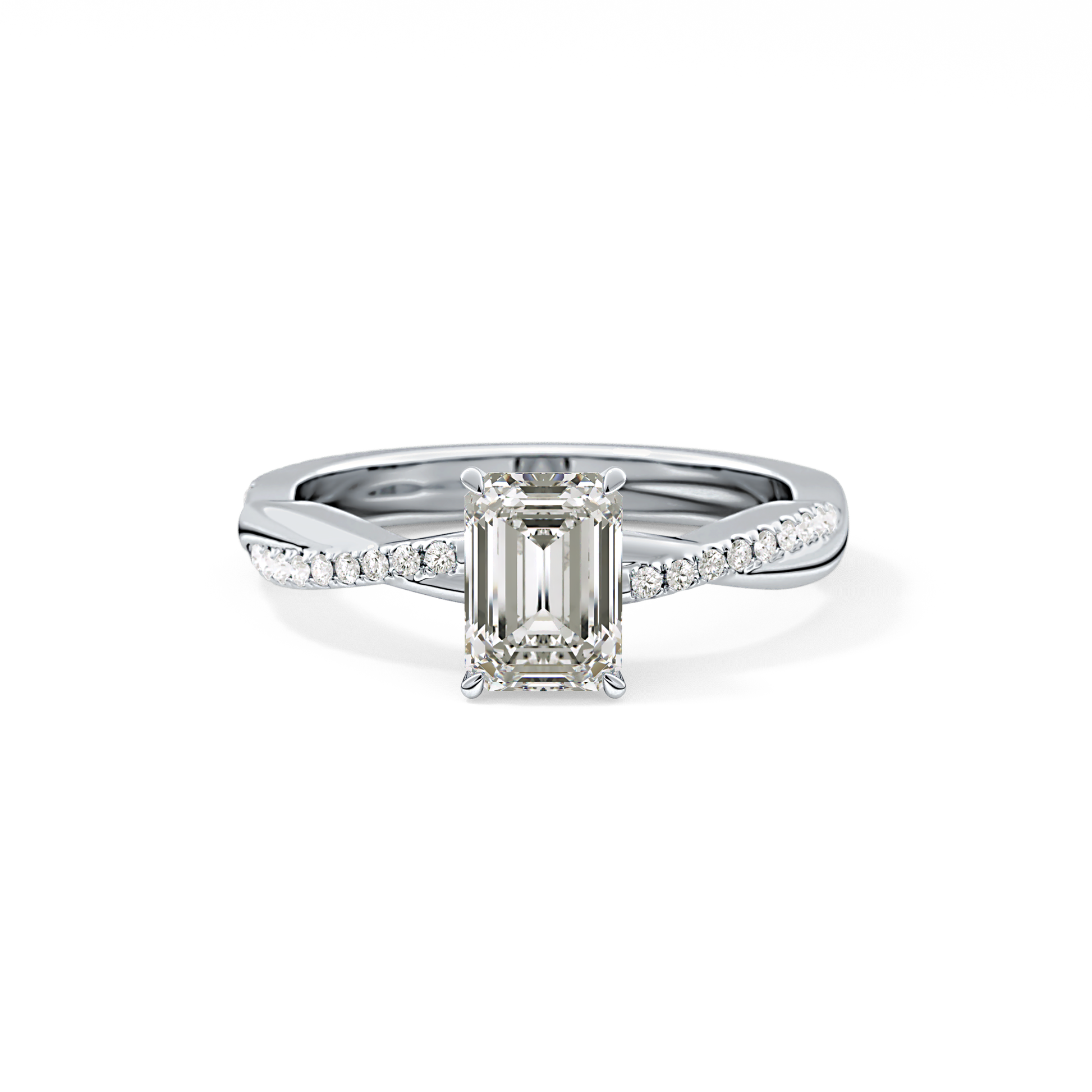 Emerald Pave Lab Grown Diamond Engagement Ring